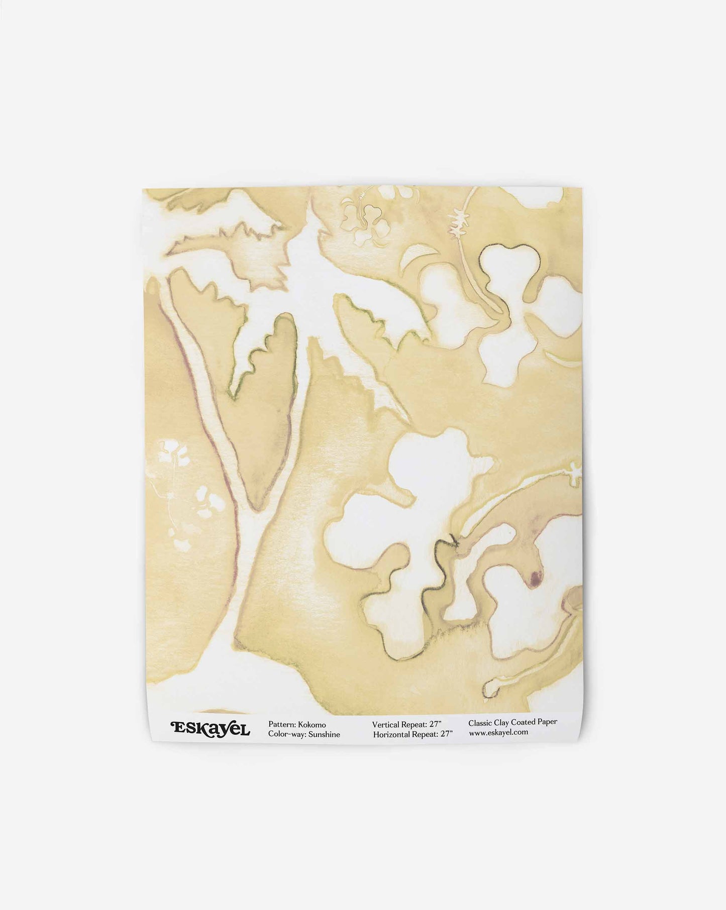 Kokomo wallpaper swatch in the colorway sunshine has shades of yellow.