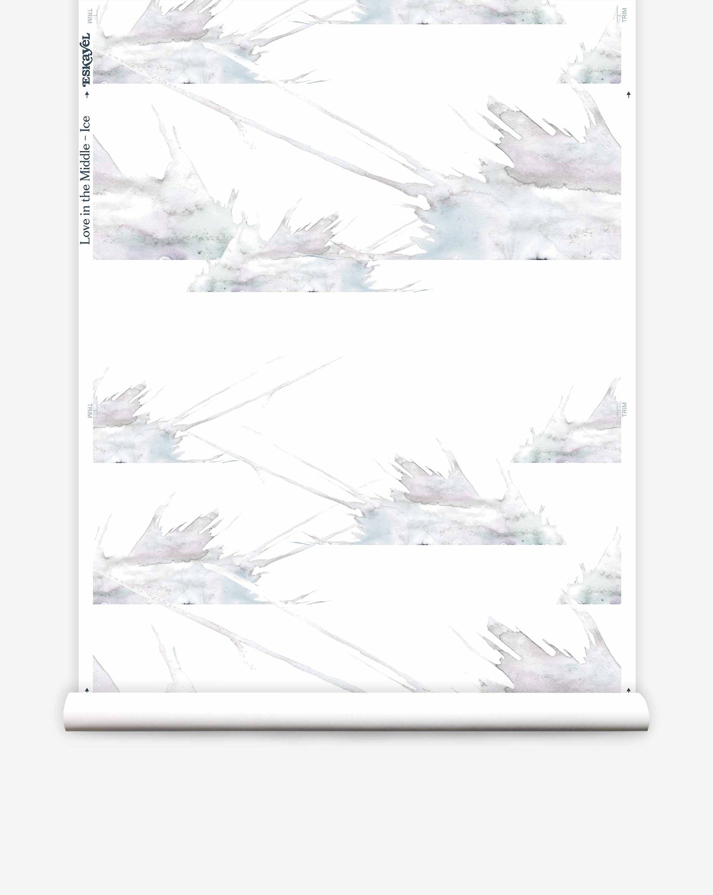 Fabric roll with Love in the Middle Wallpaper||Ice displayed against a white background.