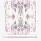 Luxury fabric Madagascar Wallpaper||Rose design in pastel colors on a scroll of paper, resembling a Rorschach test image.