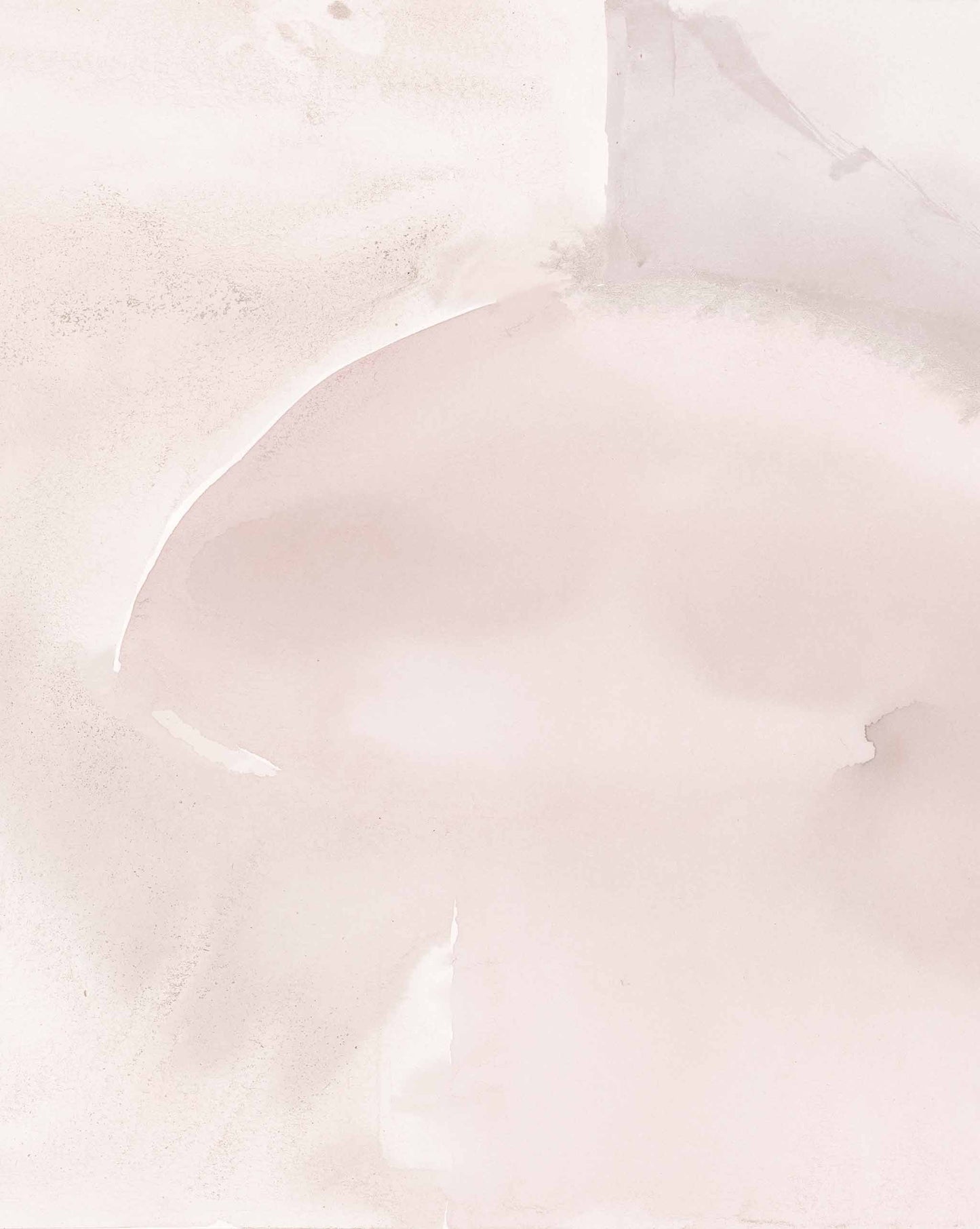 Abstract watercolor painting with soft pink and beige tones, featuring fluid shapes and gentle gradients on a textured Mod Wallpaper Mural||Shell background.