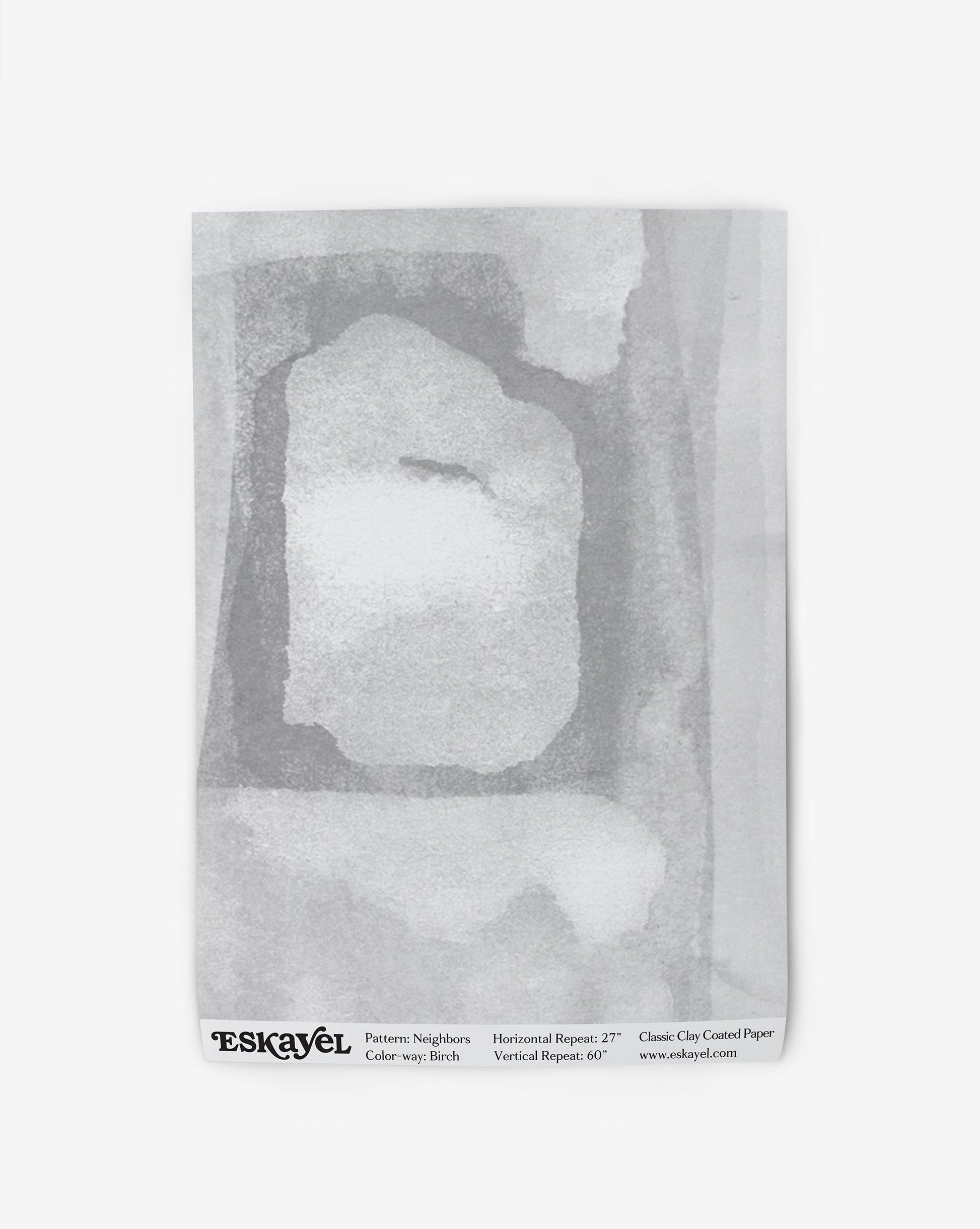 A black and white image of a square on wallpaper is a Neighbors Wallpaper Sample in Birchon wallpaper