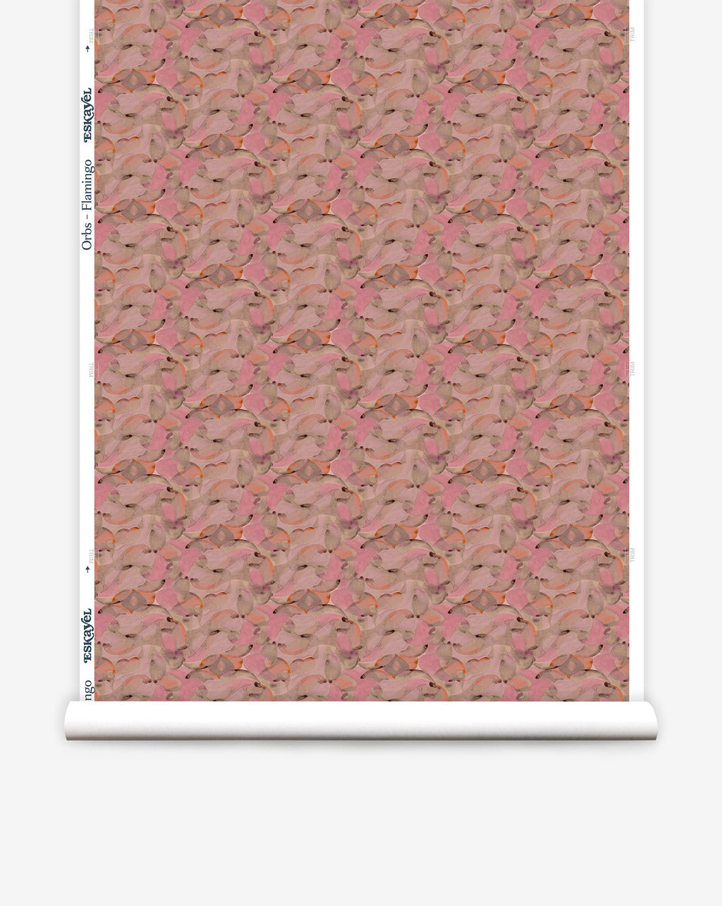 Eskayel’s Orbs is an abstract wallpaper pattern available in the Flamingo pink colorway.