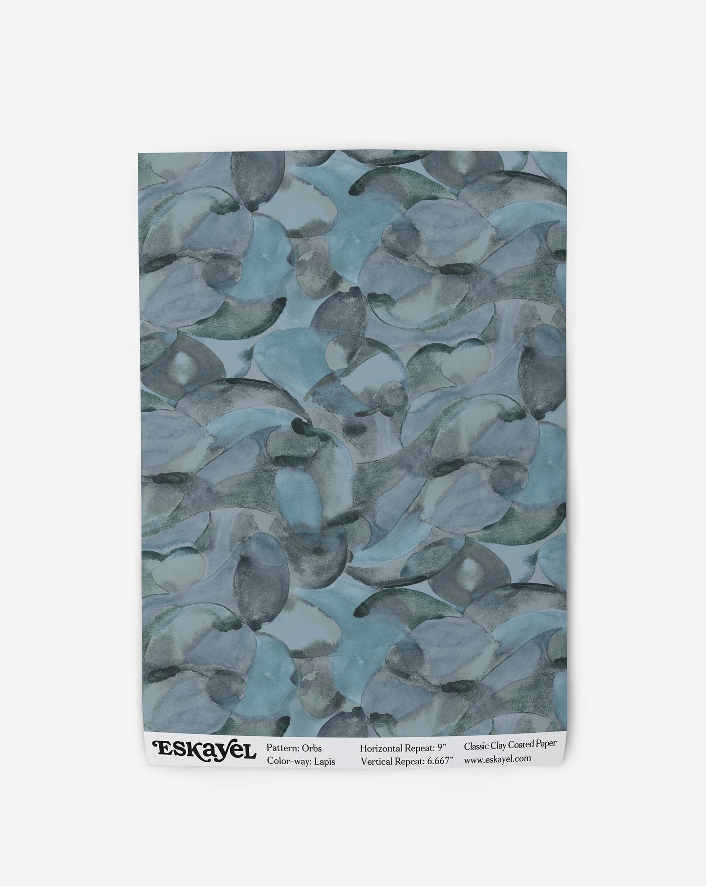 Orbs Wallpaper Sample in the color way lapis in shades of blue.