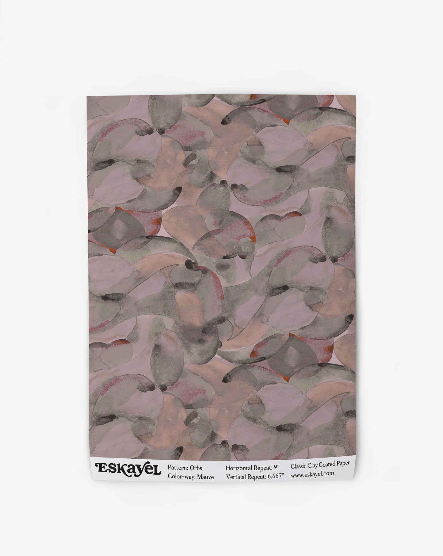 Orbs Wallpaper Sample in the color way mauve in a multi-colored pattern.