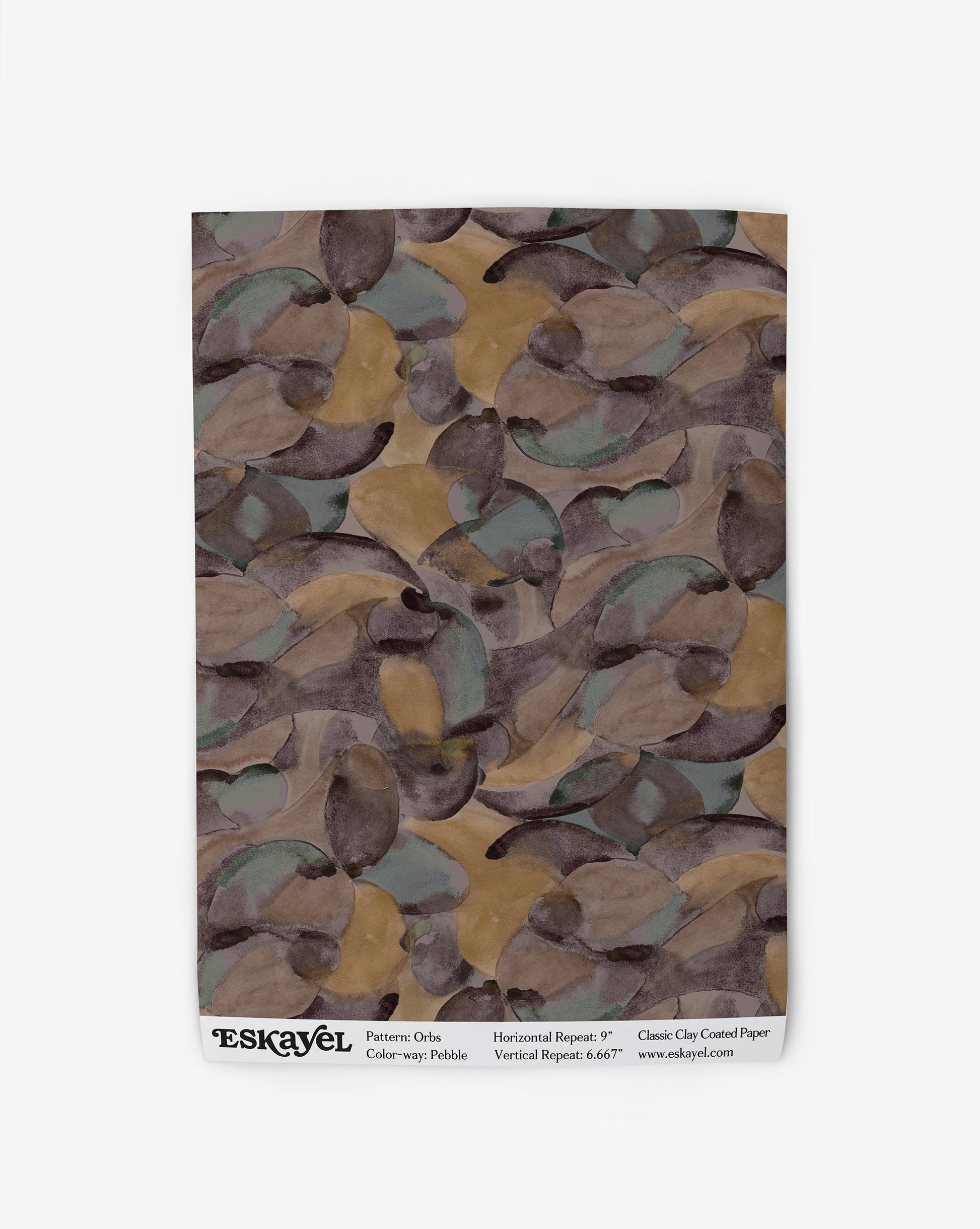 Orbs Wallpaper Sample in the color way pebble in a dark multi-hued shades.