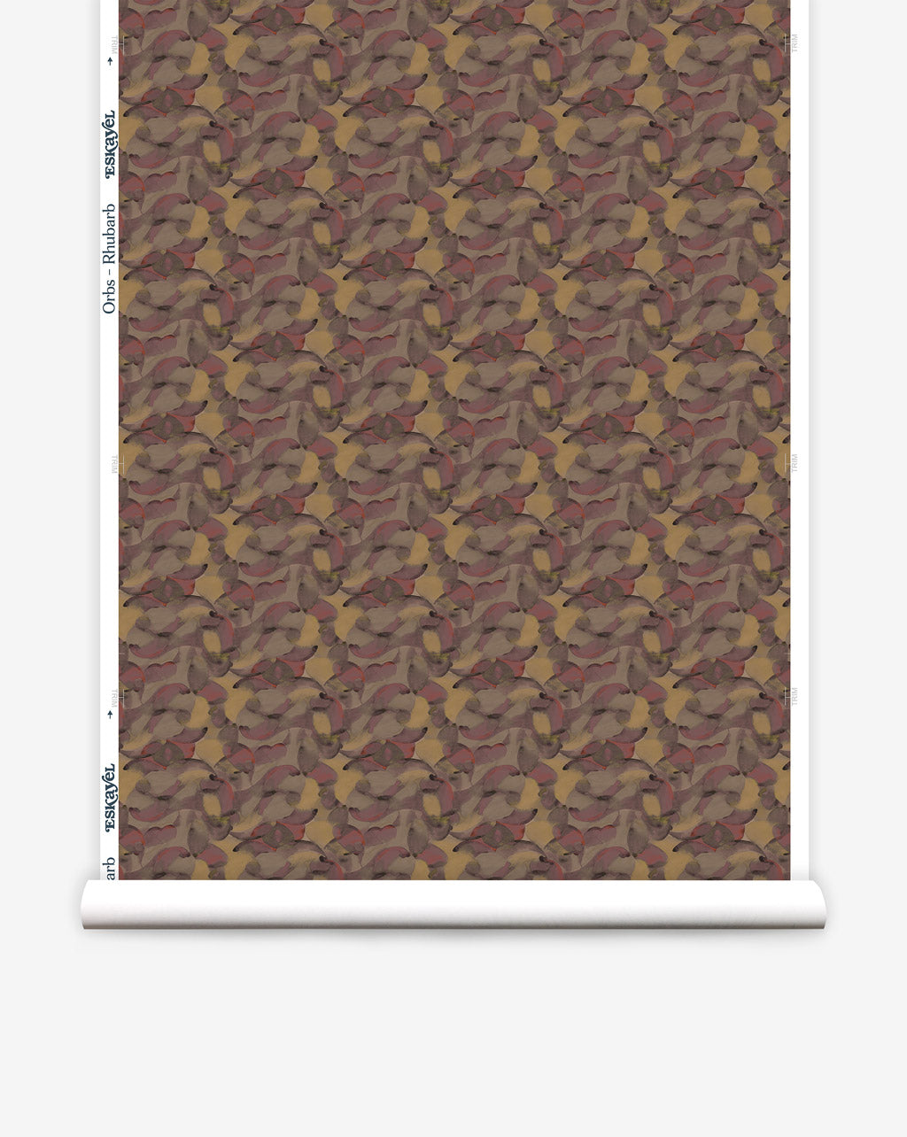 Orbs luxury wallpaper by Eskayel is available in the earthy multicolor Rhubarb colorway.