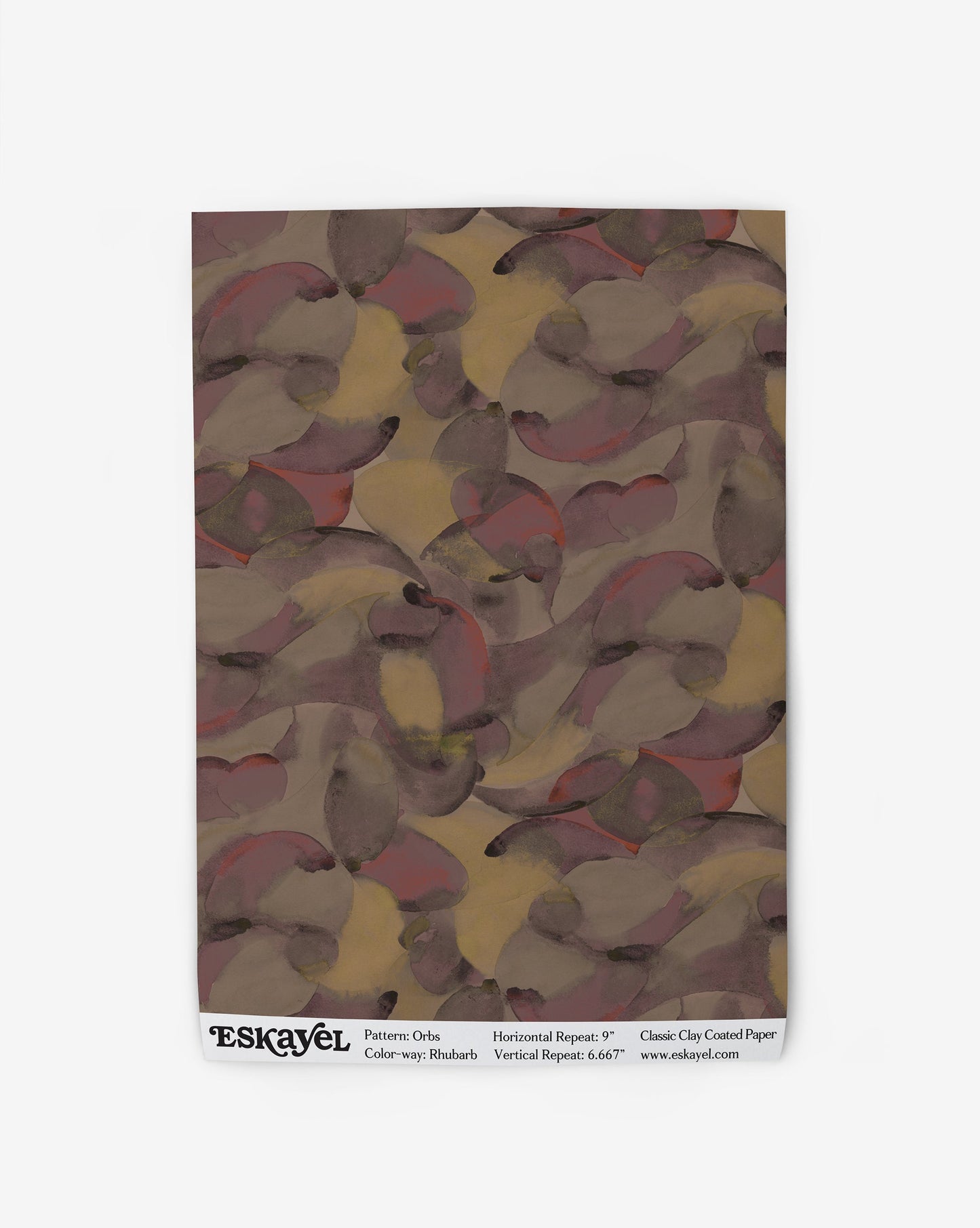 Orbs Wallpaper Sample in the color way rhubarb in a earthy multi-hued shades.