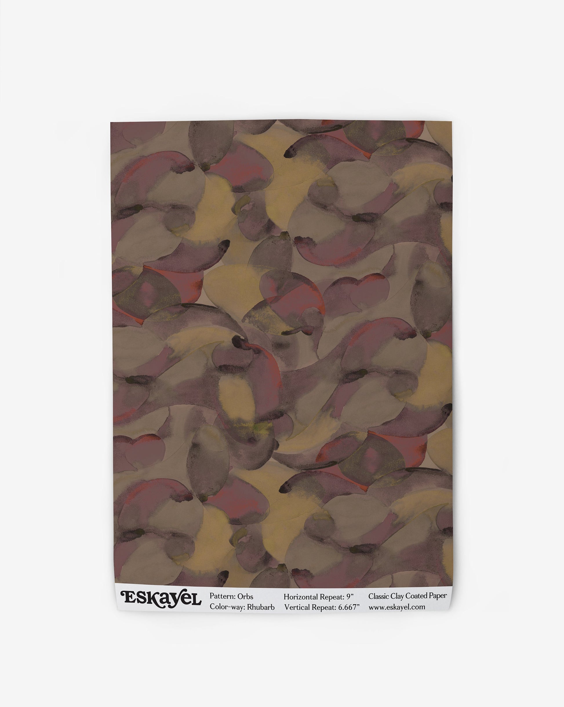Orbs Wallpaper Sample in the color way rhubarb in a earthy multi-hued shades.