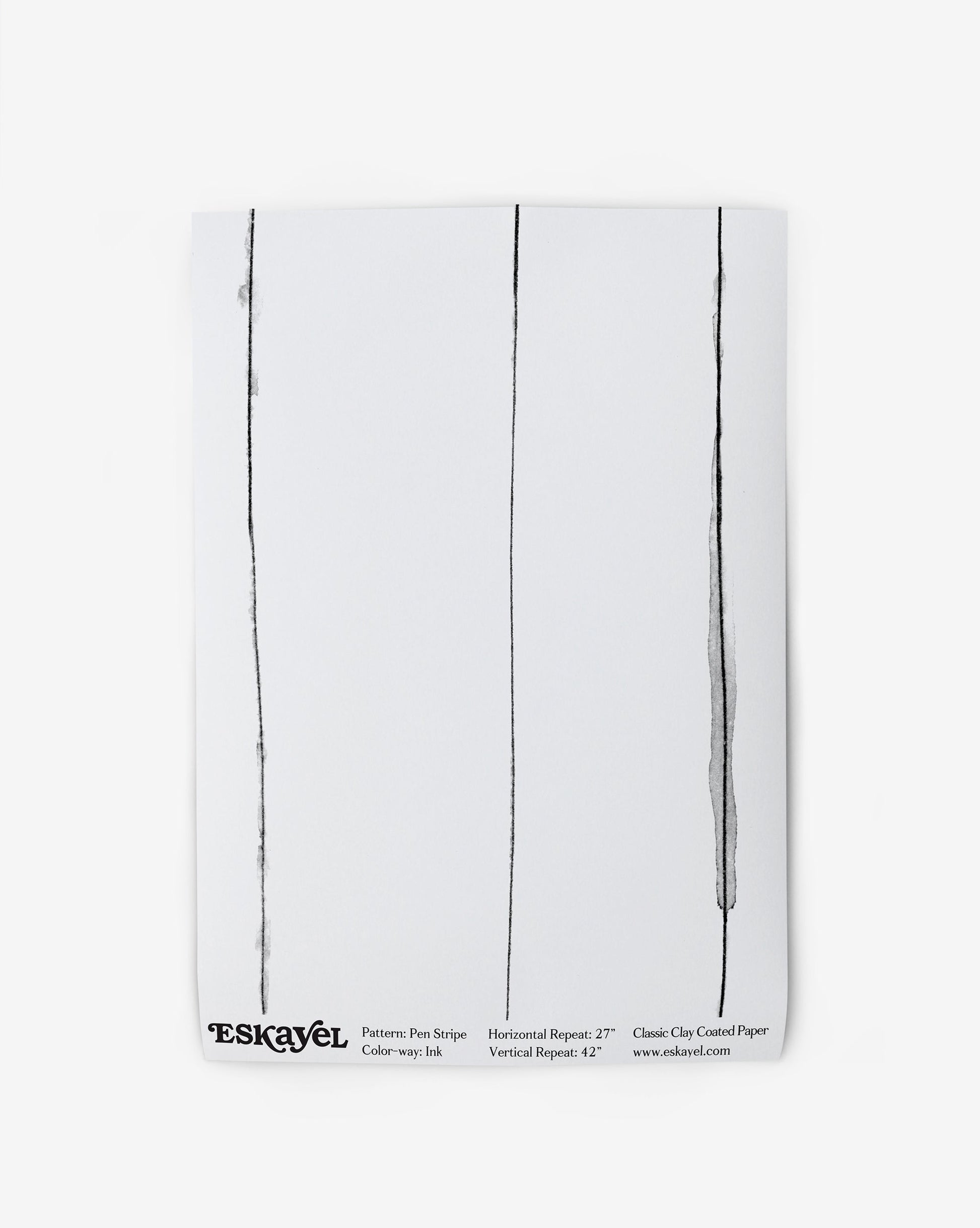 A white Pen Stripe Wallpaper Sample with a drawing on it is a sample