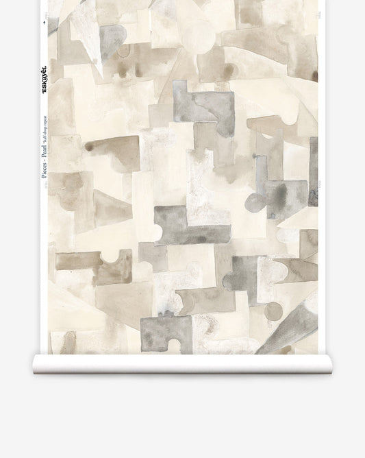 Pieces luxury wallpaper in Pearl from Eskayel present peaceful yellow shades.