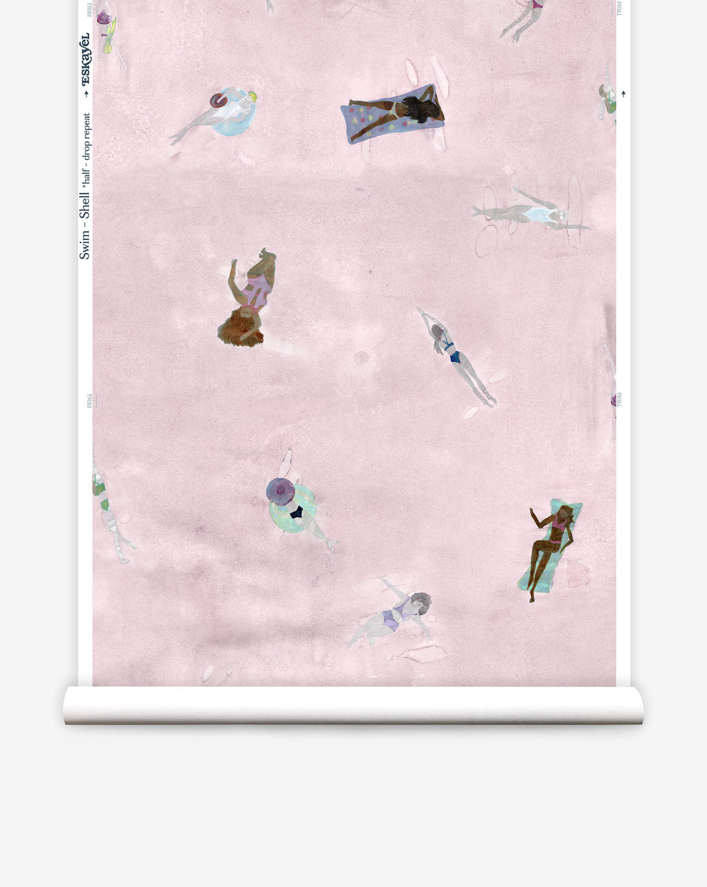 Swim in the Shell colorway is a luxurious wallpaper in light pink.