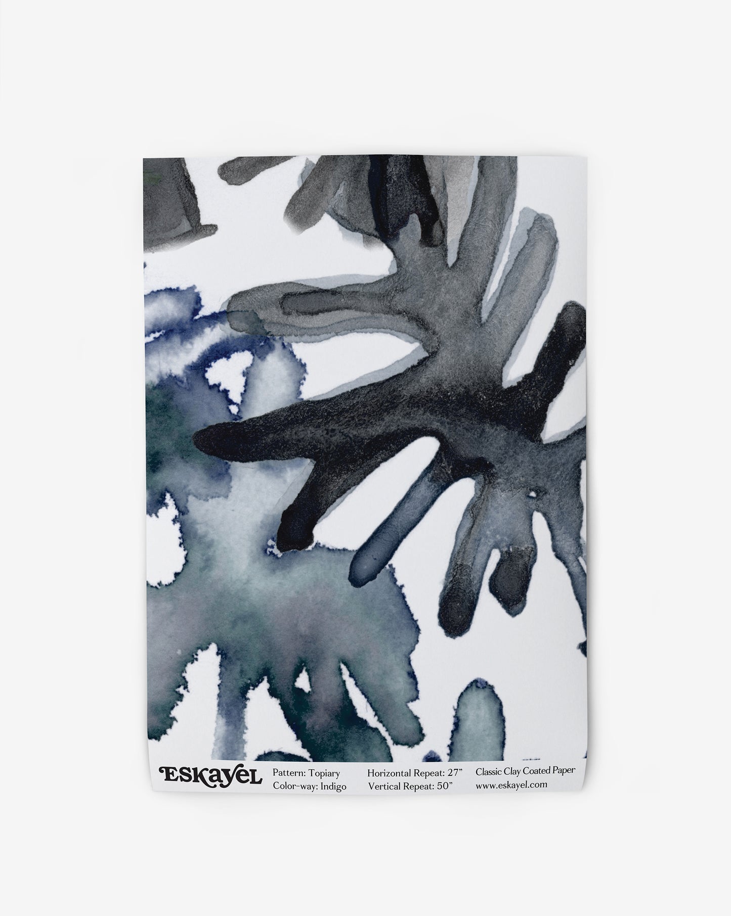 A luxury black and white Topiary Wallpaper Indigo on wallpaper