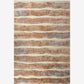 A Bold Stripe Hand Knotted Rug 6' x 9' in Sienna and grey colors on a white background