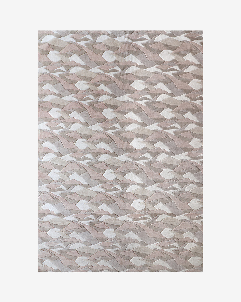 A Mani Hand Knotted Rug 5' x 8' Air with a beige and white pattern made of merino wool
