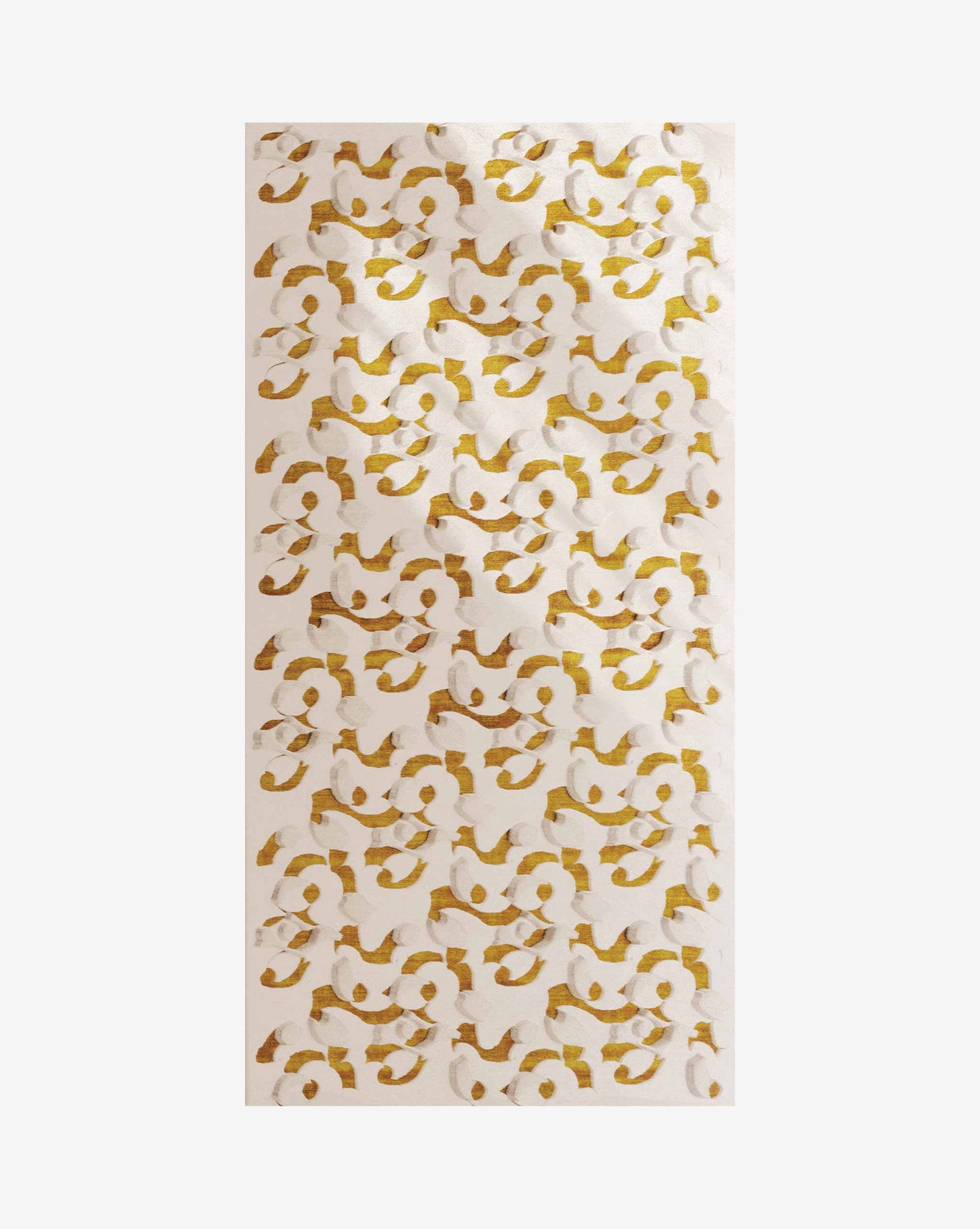 In Eskayel’s Orbs rug in the Sun colorway, fields of white appear next to a rich mix of yellow and orange fibers.