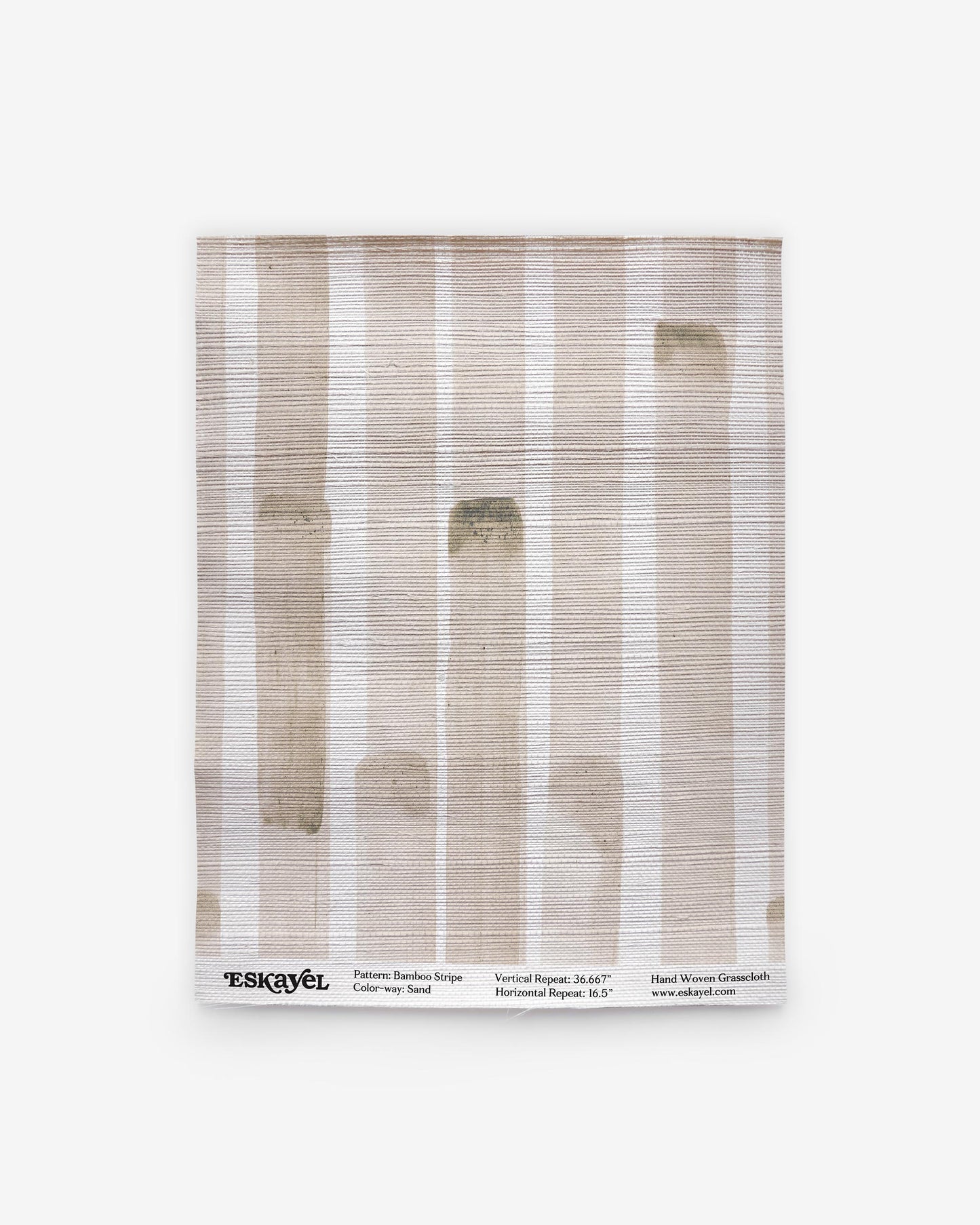 A Bamboo Stripe Grasscloth Sand wallpaper with stripes on it