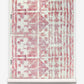 A pink and white pattern on a roll of Banda Grasscloth Persimmon wallpaper