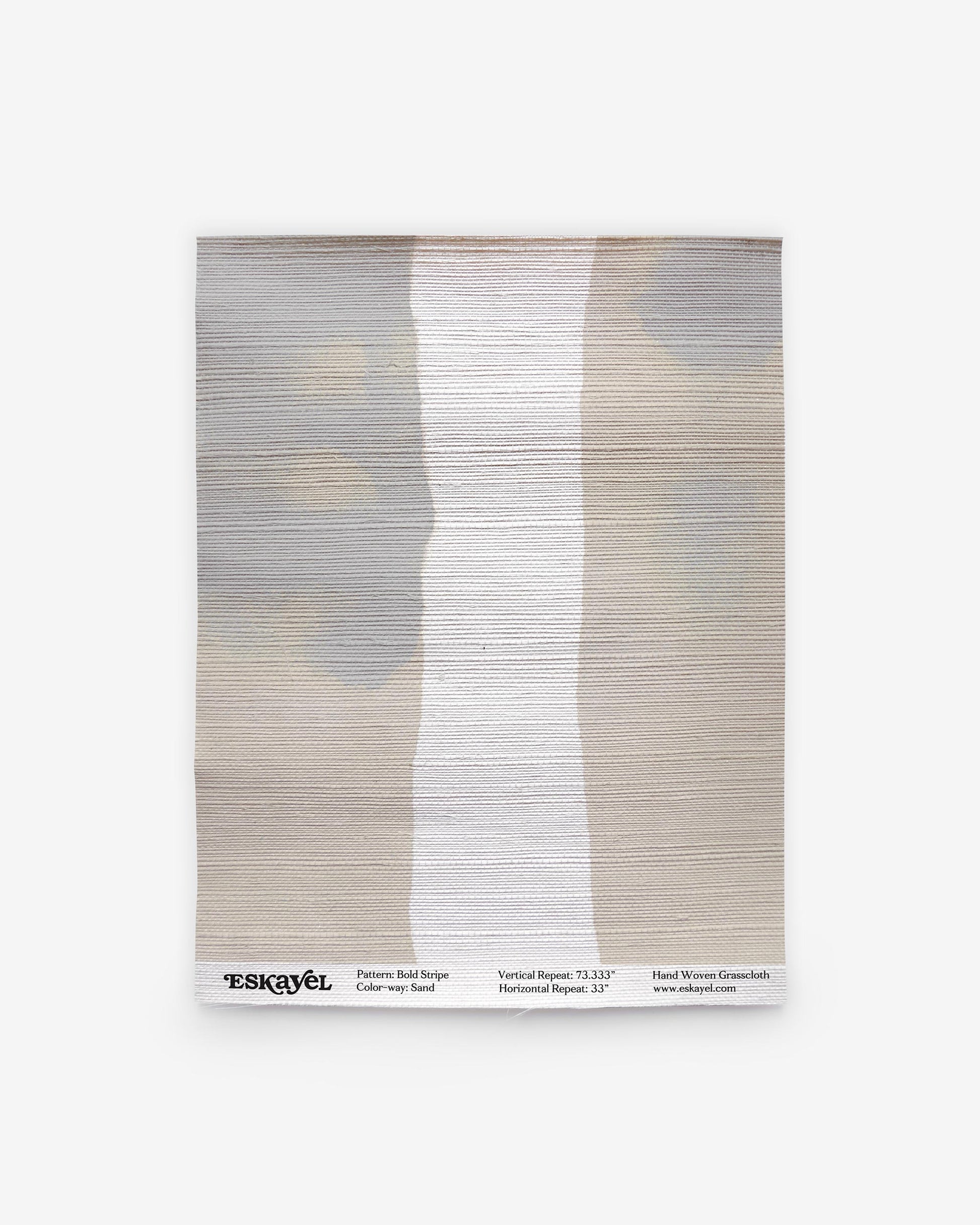 A Bold Stripe Grasscloth Sand piece of paper on wallpaper