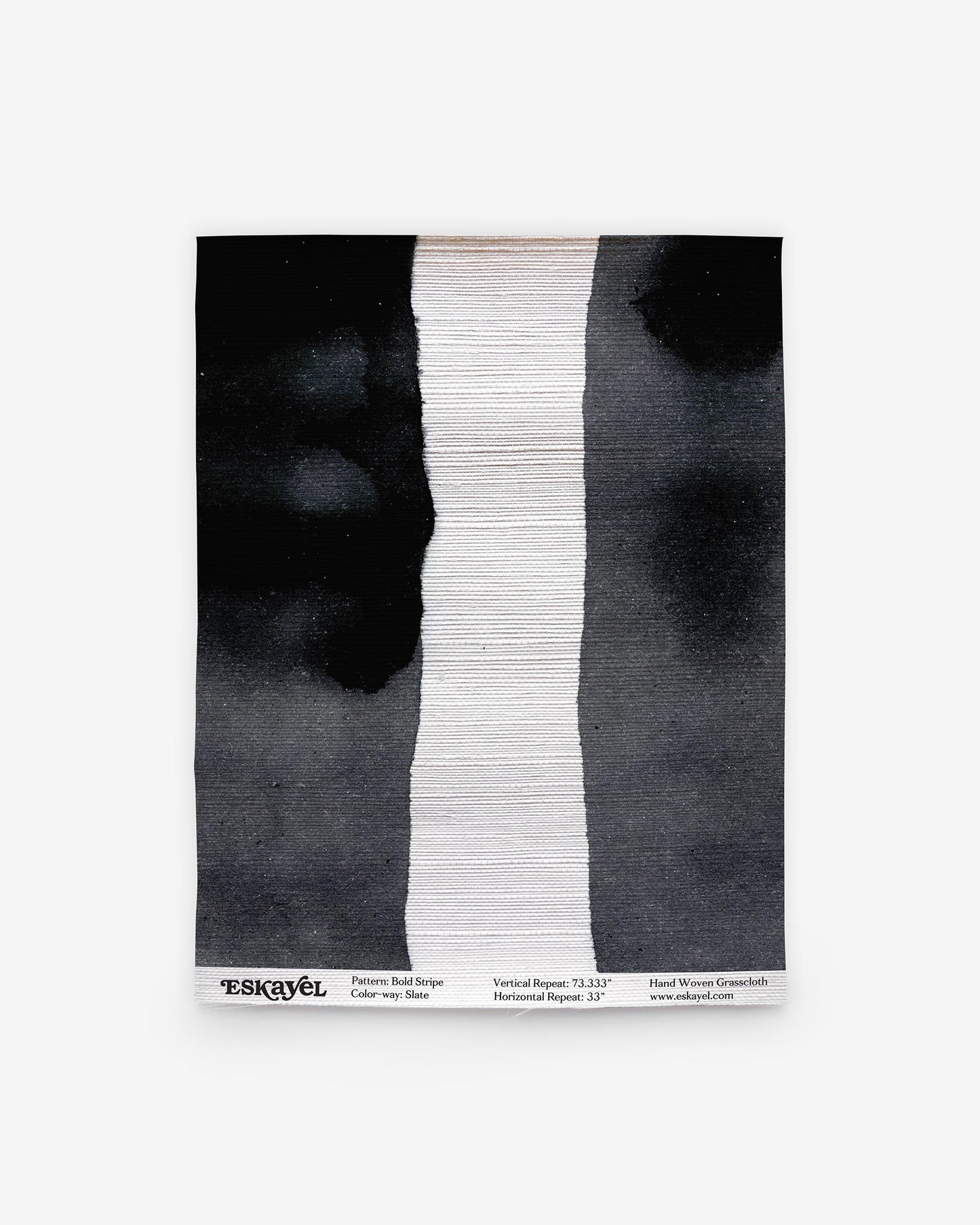 A black and white Bold Stripe Grasscloth Slate from the Stripes Collection created by Eskayel