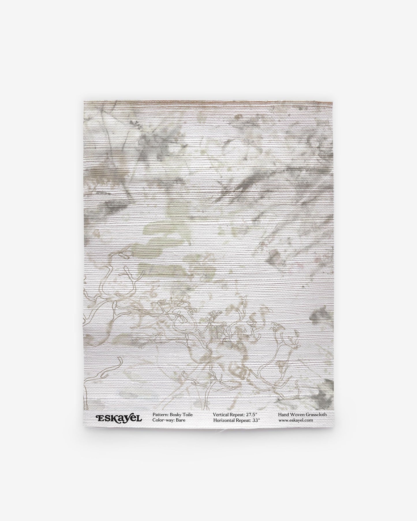 An image of a Bosky Toile Grasscloth Sample Bare paper wallpaper with a floral pattern on it