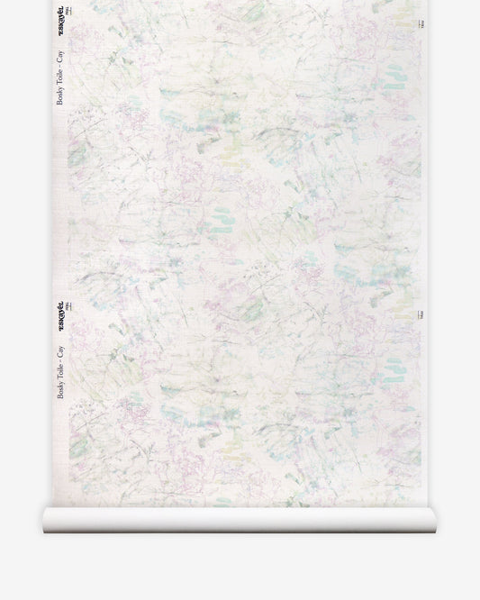 A roll of luxury Bosky Toile Grasscloth Cay paper