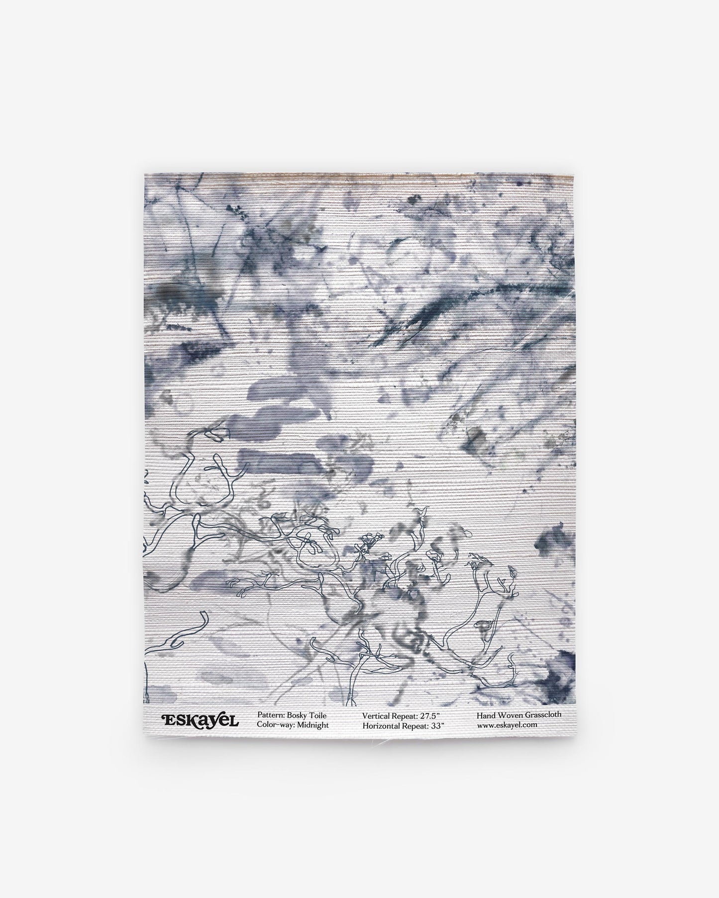 A Bosky Toile Grasscloth Sample Midnight drawing on wallpaper