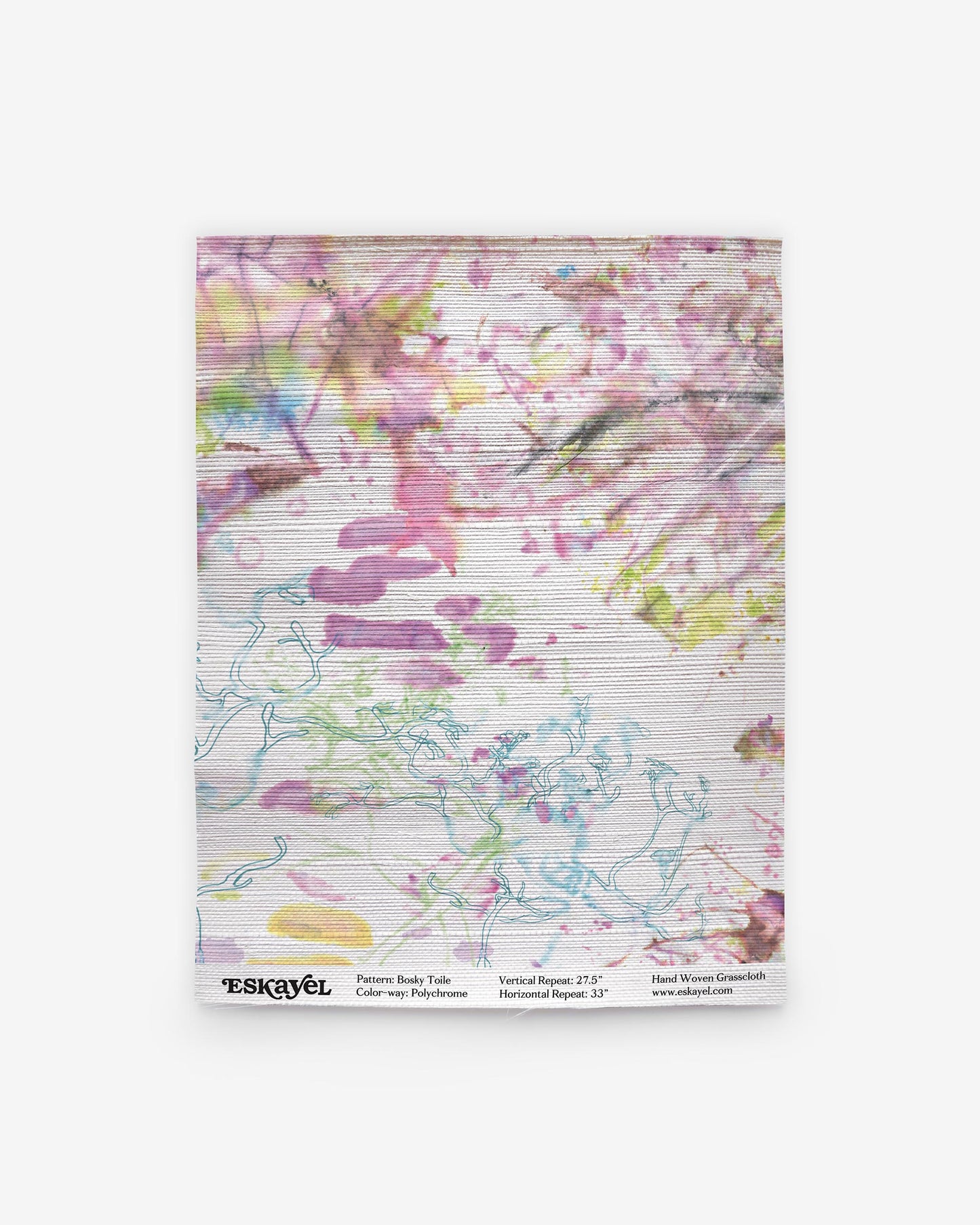 a Bosky Toile Grasscloth Sample Polychrome of an image of a watercolor painting on paper