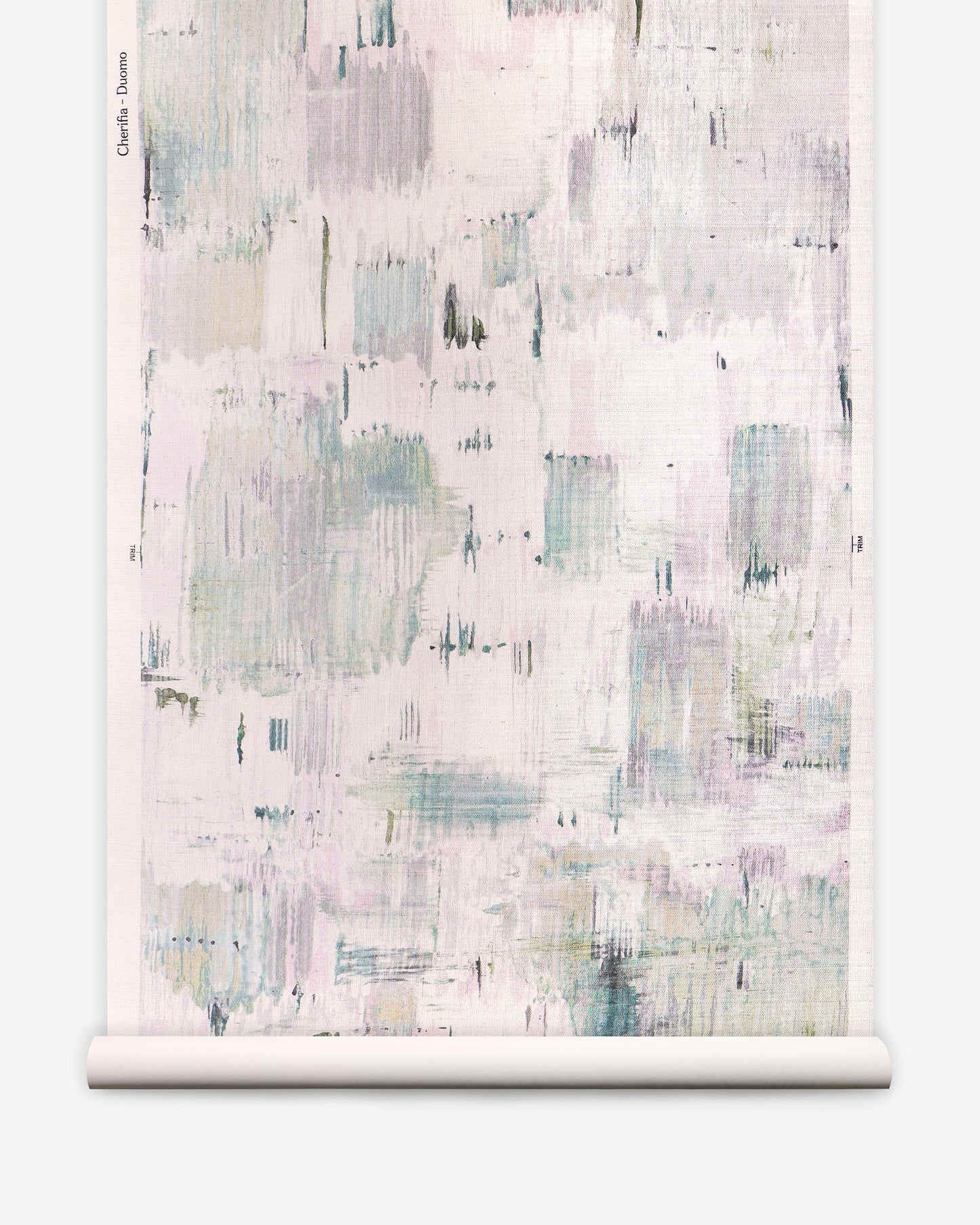 An abstract painting on a Cherifia Grasscloth Duomo featuring a textural weave