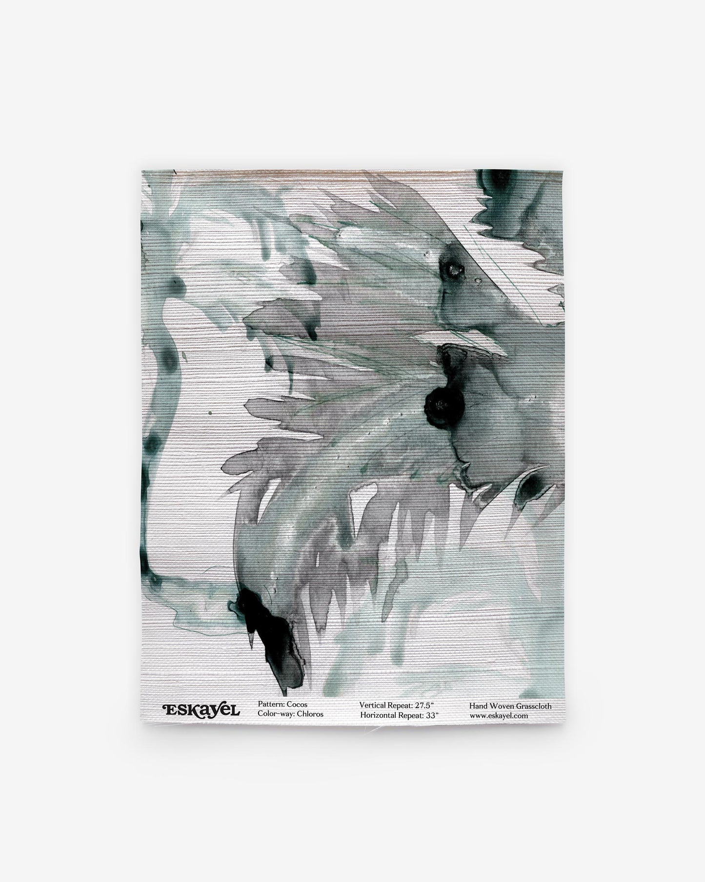 A black and white painting on wallpaper, perfect as a Cocos Grasscloth Sample Chloros product description or to accompany an Sampleon wallpaper