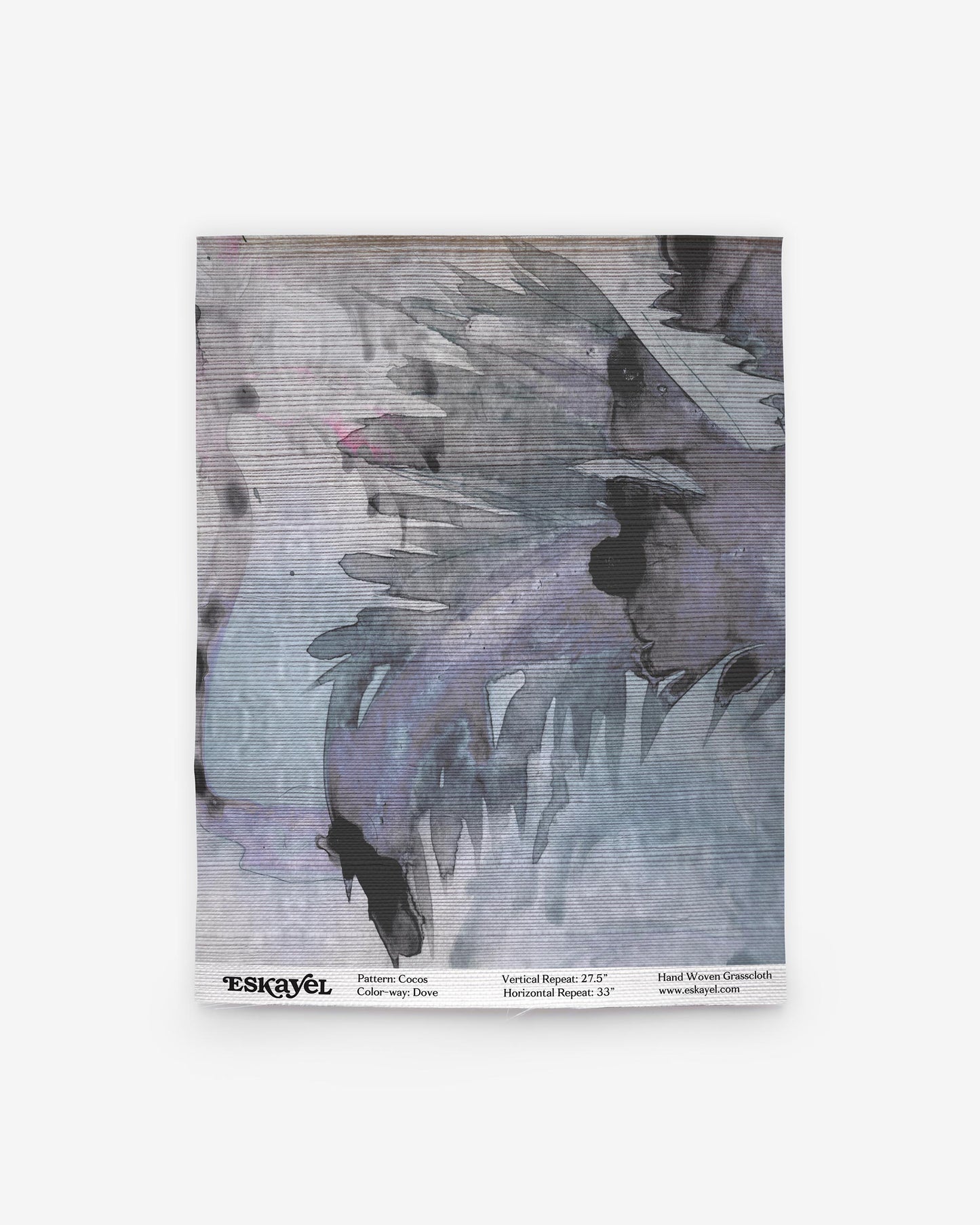 An abstract Cocos Grasscloth Sample Dove of a bird on wallpaper is available on wallpaper