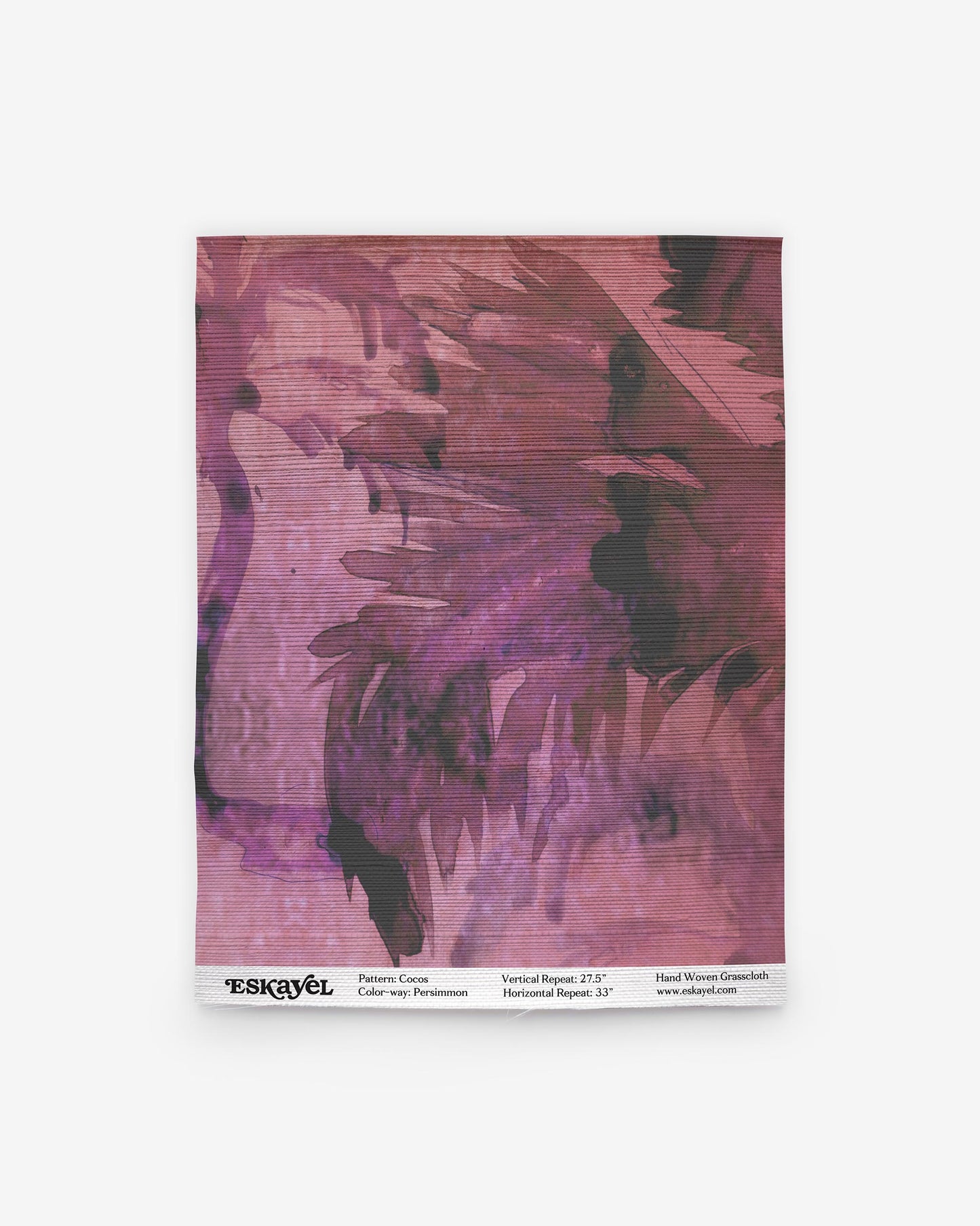 A pink and black abstract painting, suitable for a Cocos Grasscloth Sample Persimmon, on wallpaper