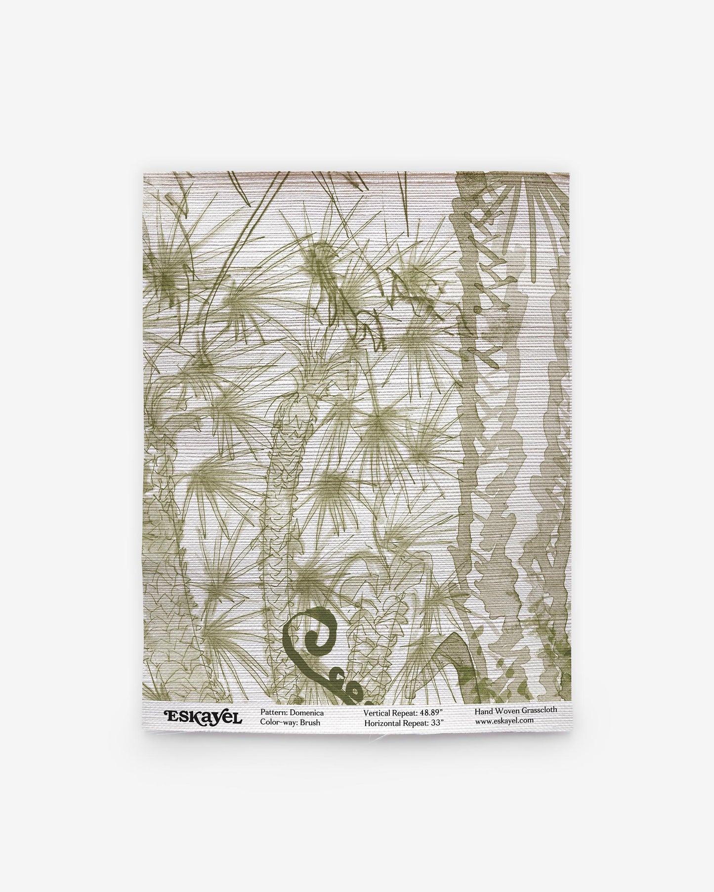 a Domenica Grasscloth Sample Brush with an image of a palm tree on it