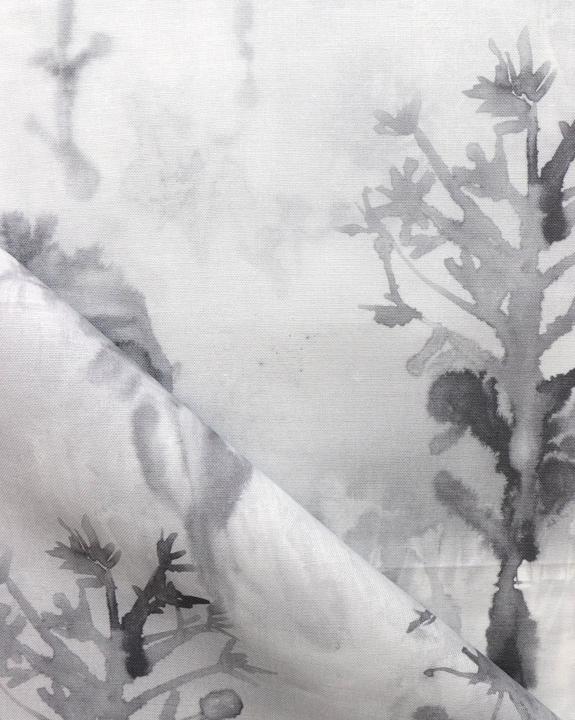 A high-end Aionas Fabric Phyllite wallpaper featuring a close up of a black and white fabric with flowers on it