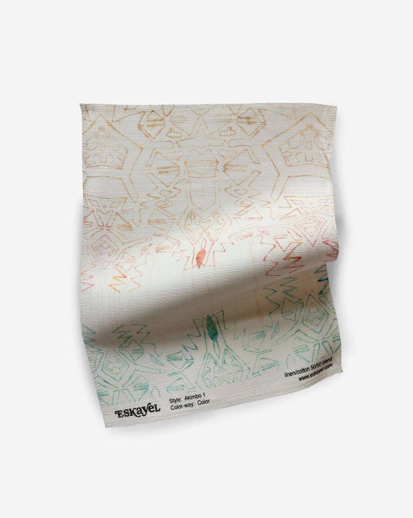 A piece of Akimbo 1 Fabric||Color with a geometric pattern on it.