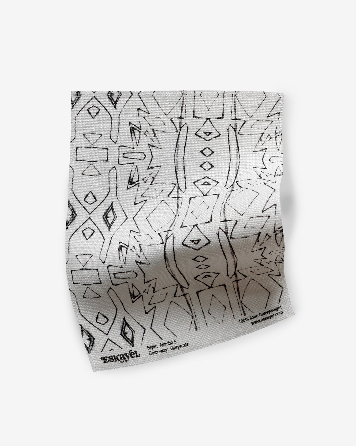 A black and white pattern in a monochrome colorway on Akimbo 5 Fabric Greyscale
