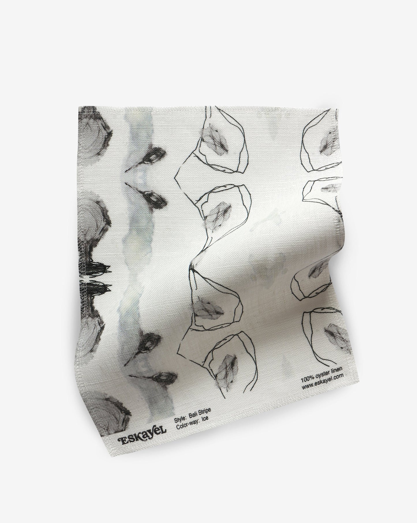 A Bali Stripe Fabric Sample||Ice order with a black and white design on it.
