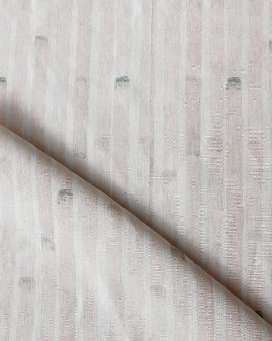 A close up of a pink and white striped Bamboo Stripe Fabric Coral from the Eskayel Bamboo Stripe range