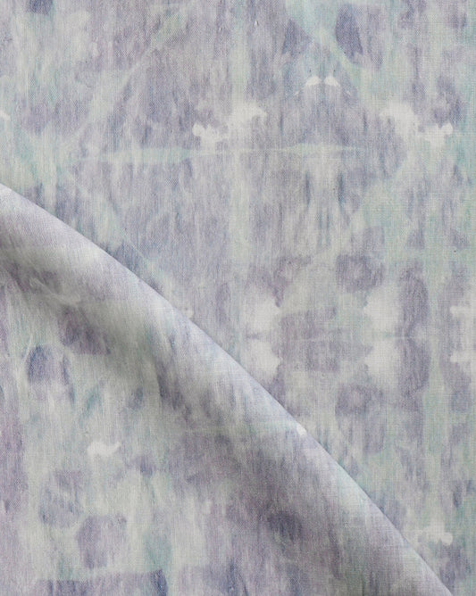 A close up of a blue and white Banda Fabric Cay