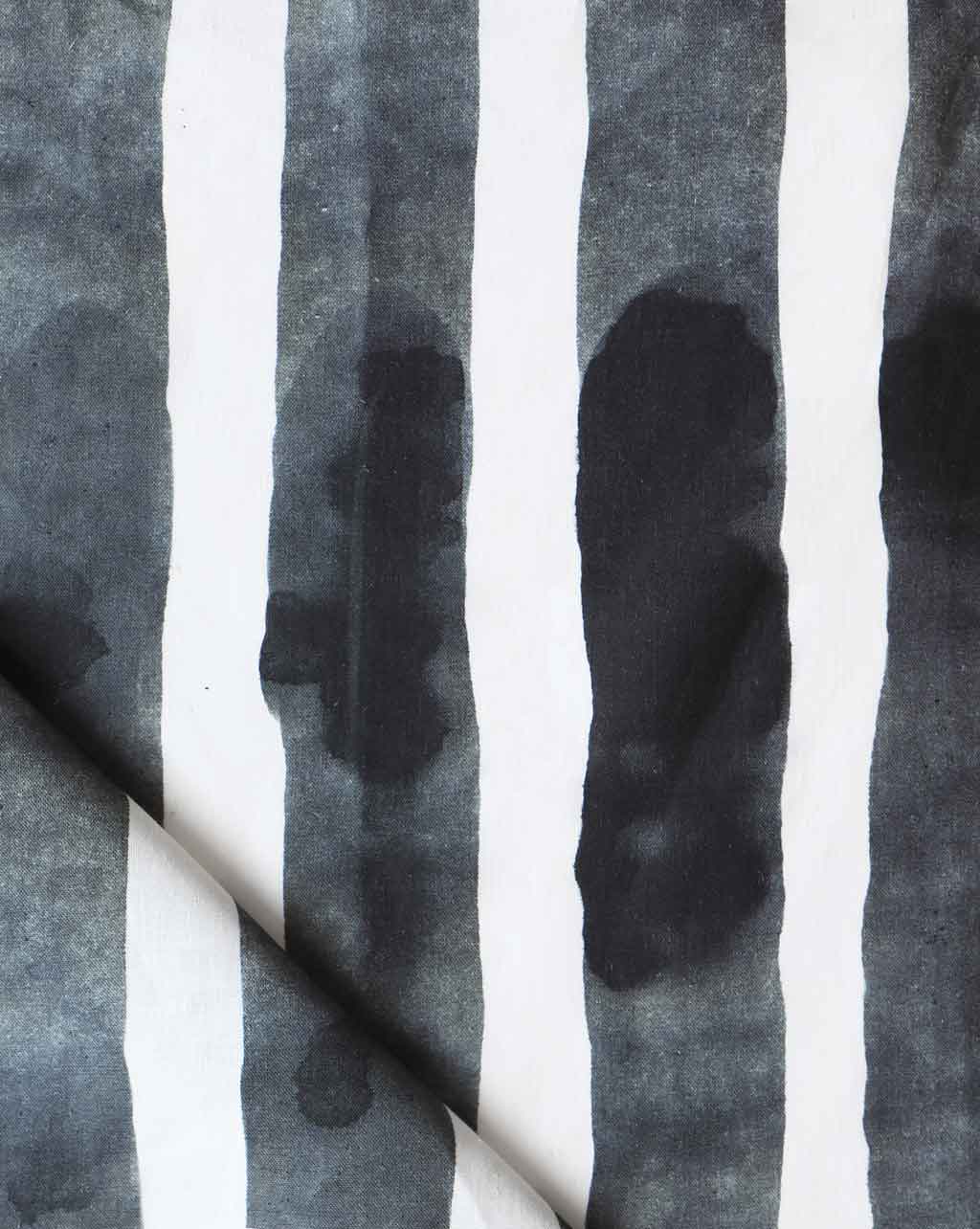 A high-end wallpaper from the Bold Stripe Fabric Slate Collection, featuring black and white stripes