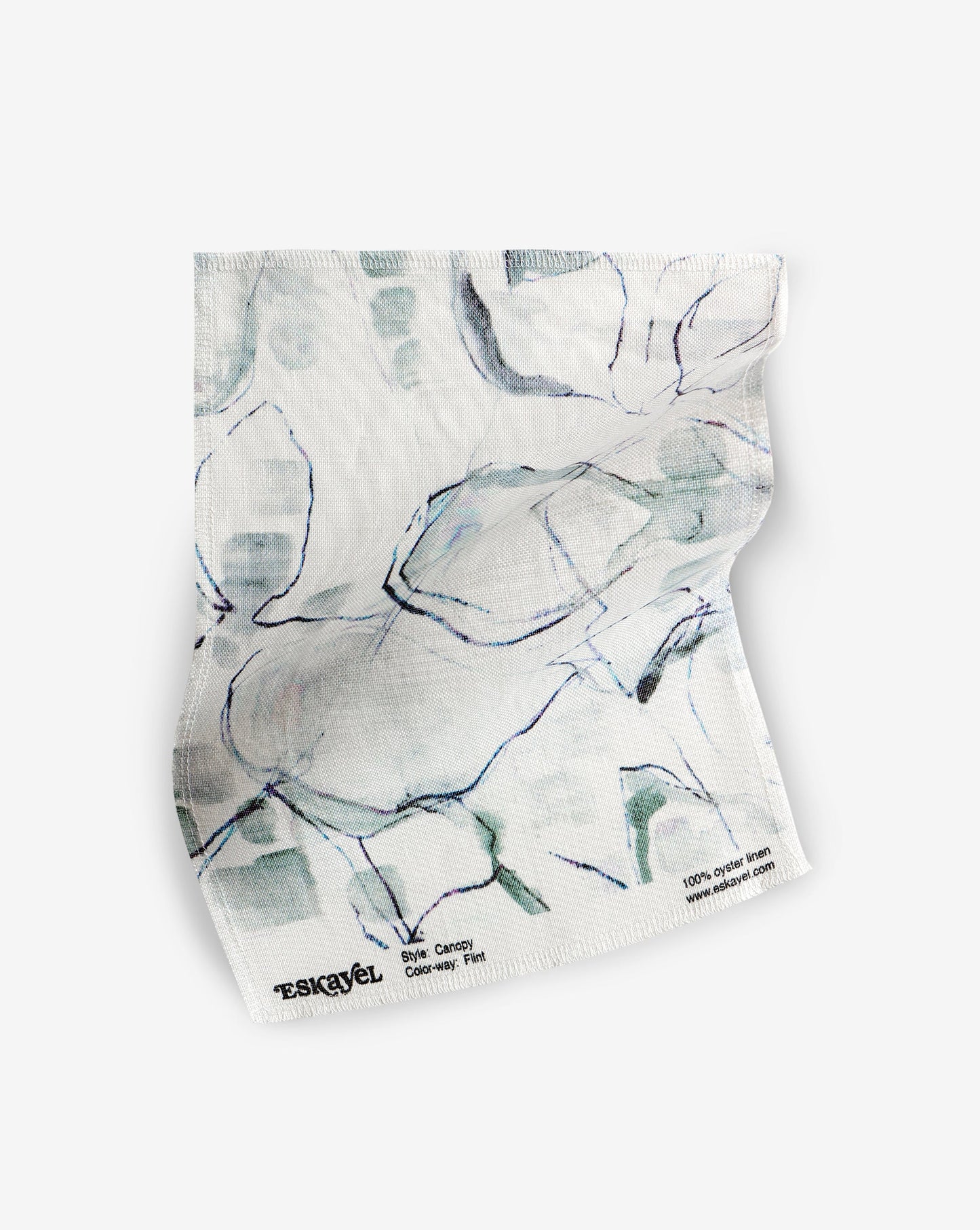 A Canopy Fabric Flint hand fabric with a blue and white design on it