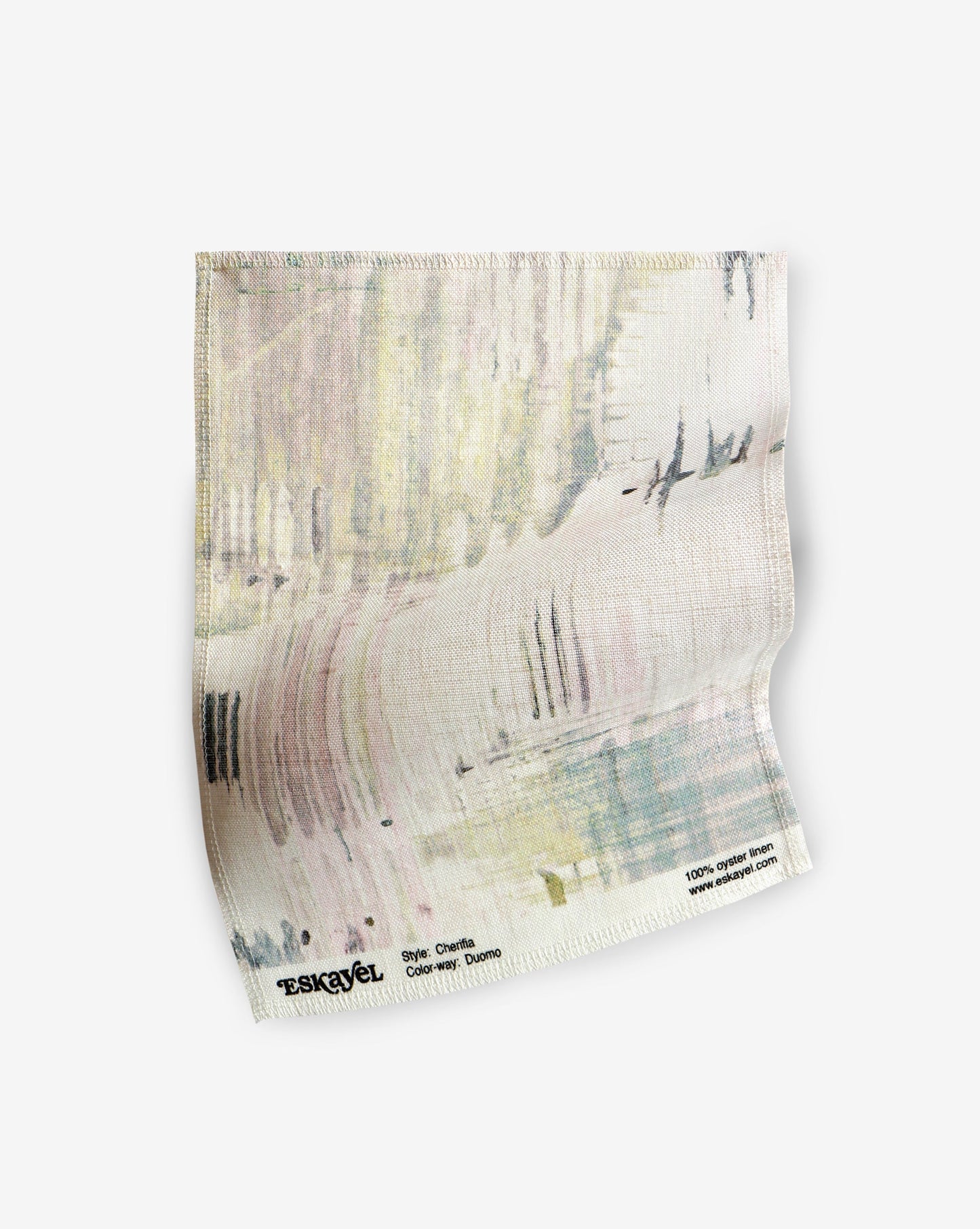 A Cherifia Fabric Sample with a painting on it