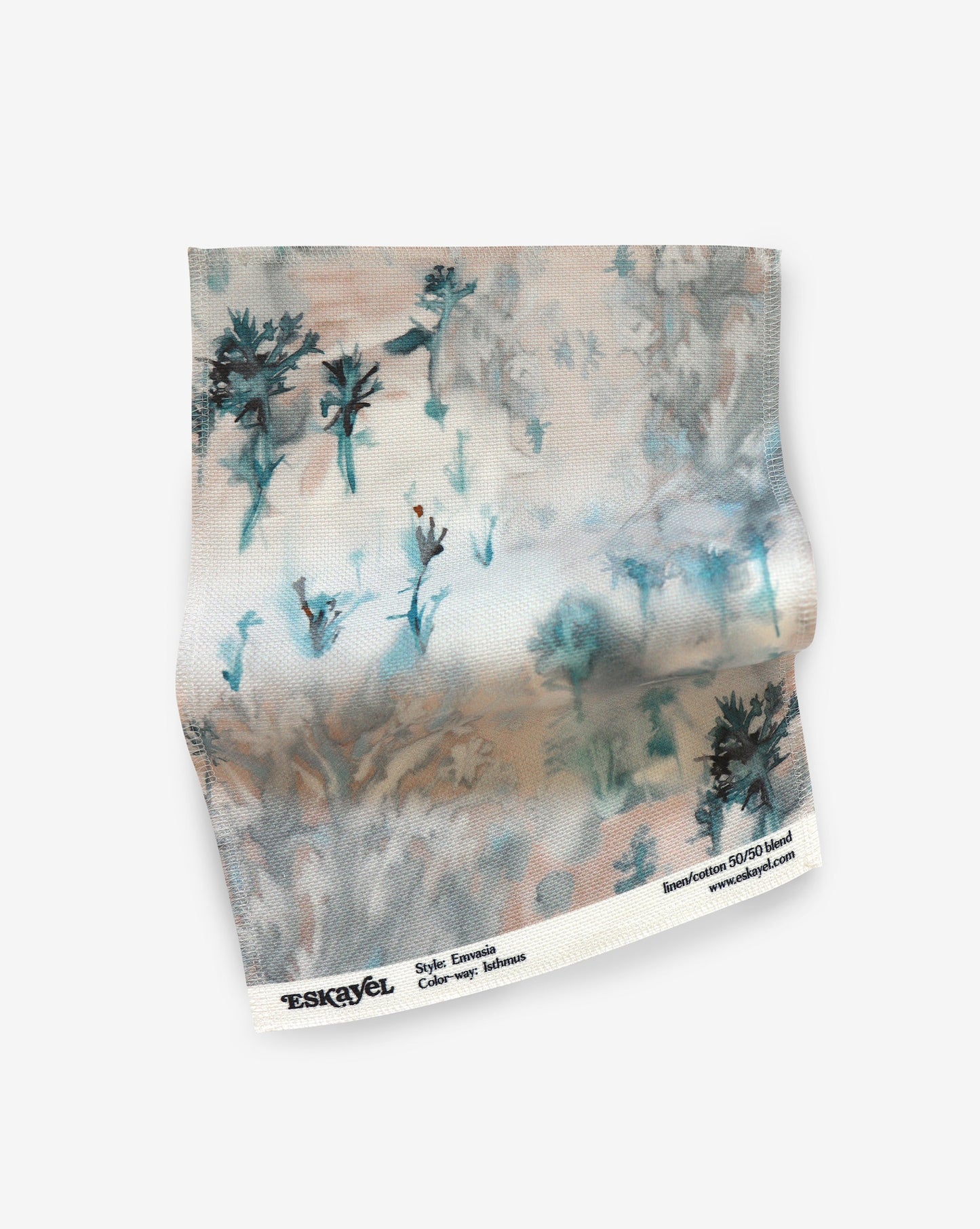 A blue and white Emvasia Fabric Sample Isthmus painting sample is available for order