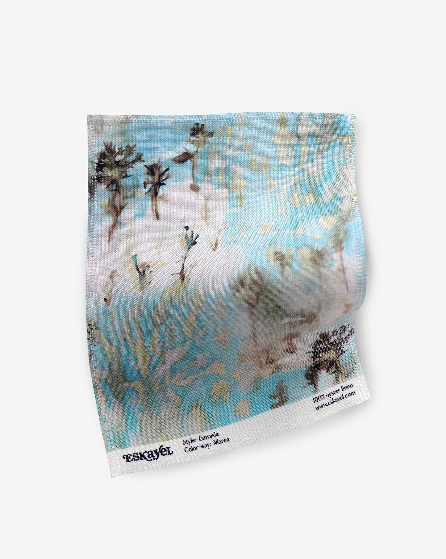 A Emvasia Fabric Morea with a blue and white design on it