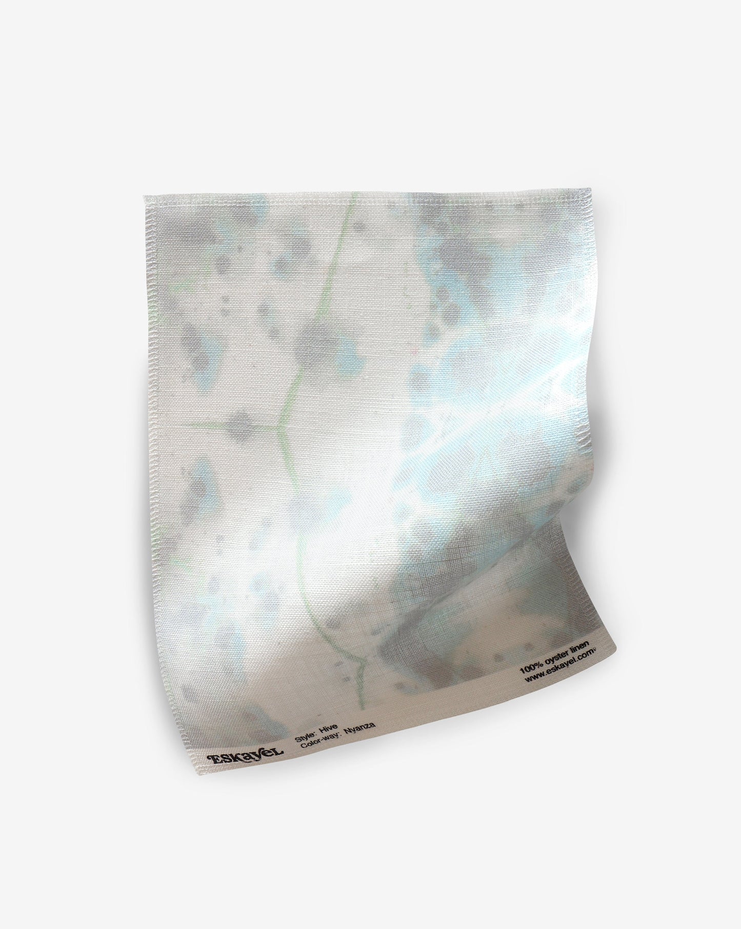 A Hive Fabric Sample Nyanza with a map on it