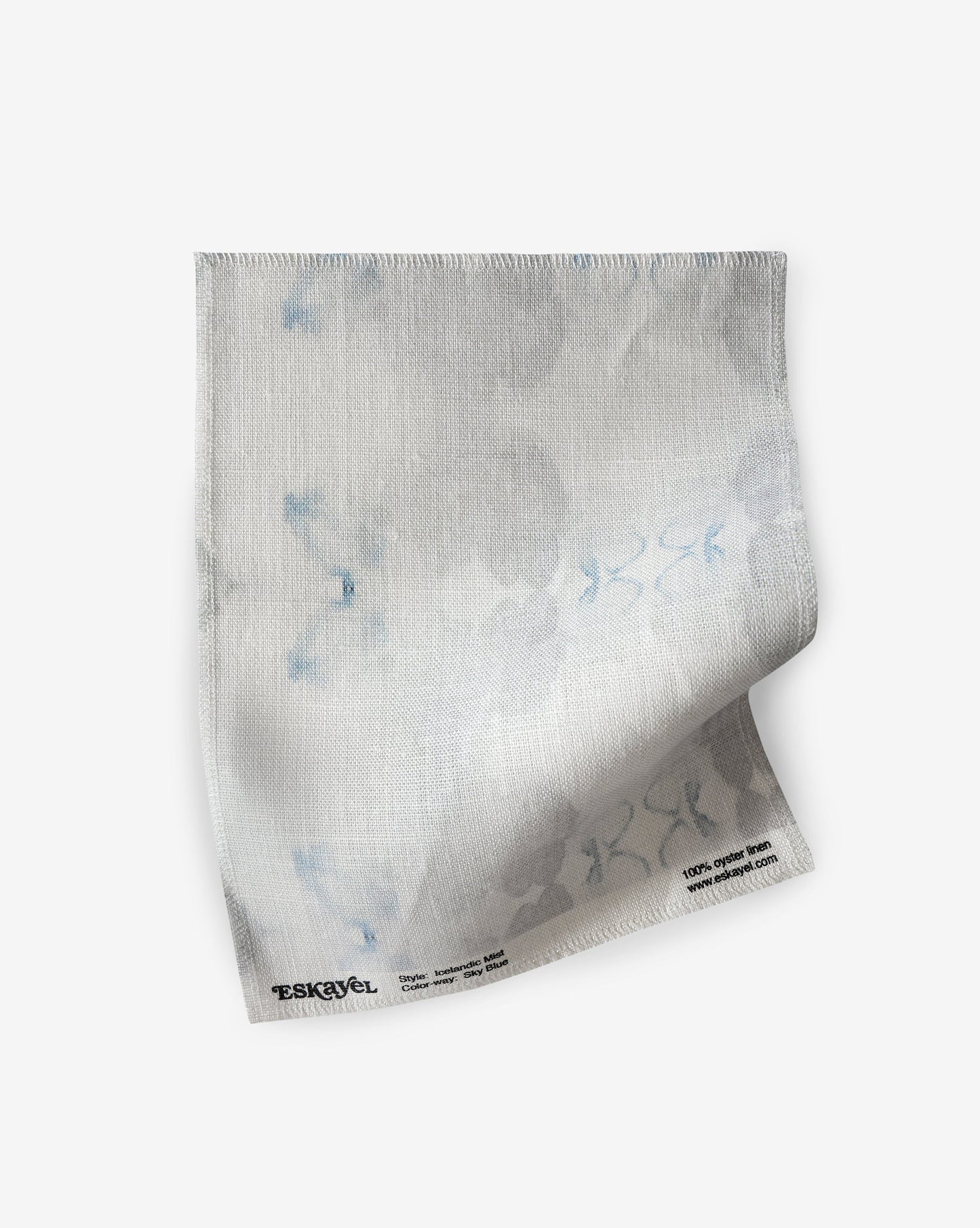 A high-end luxury Icelandic Mist Fabric adorned with a Sky Blue and Icelandic Mist pattern