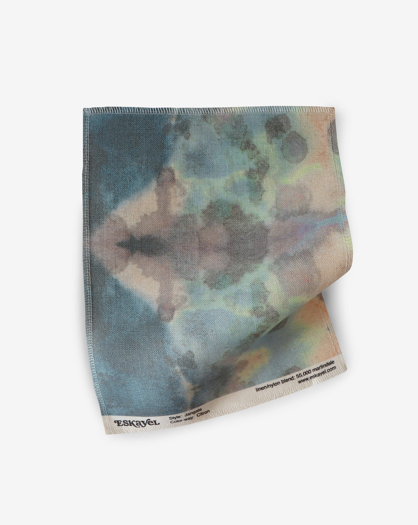 A Jangala Fabric Citron pocket square on a white background