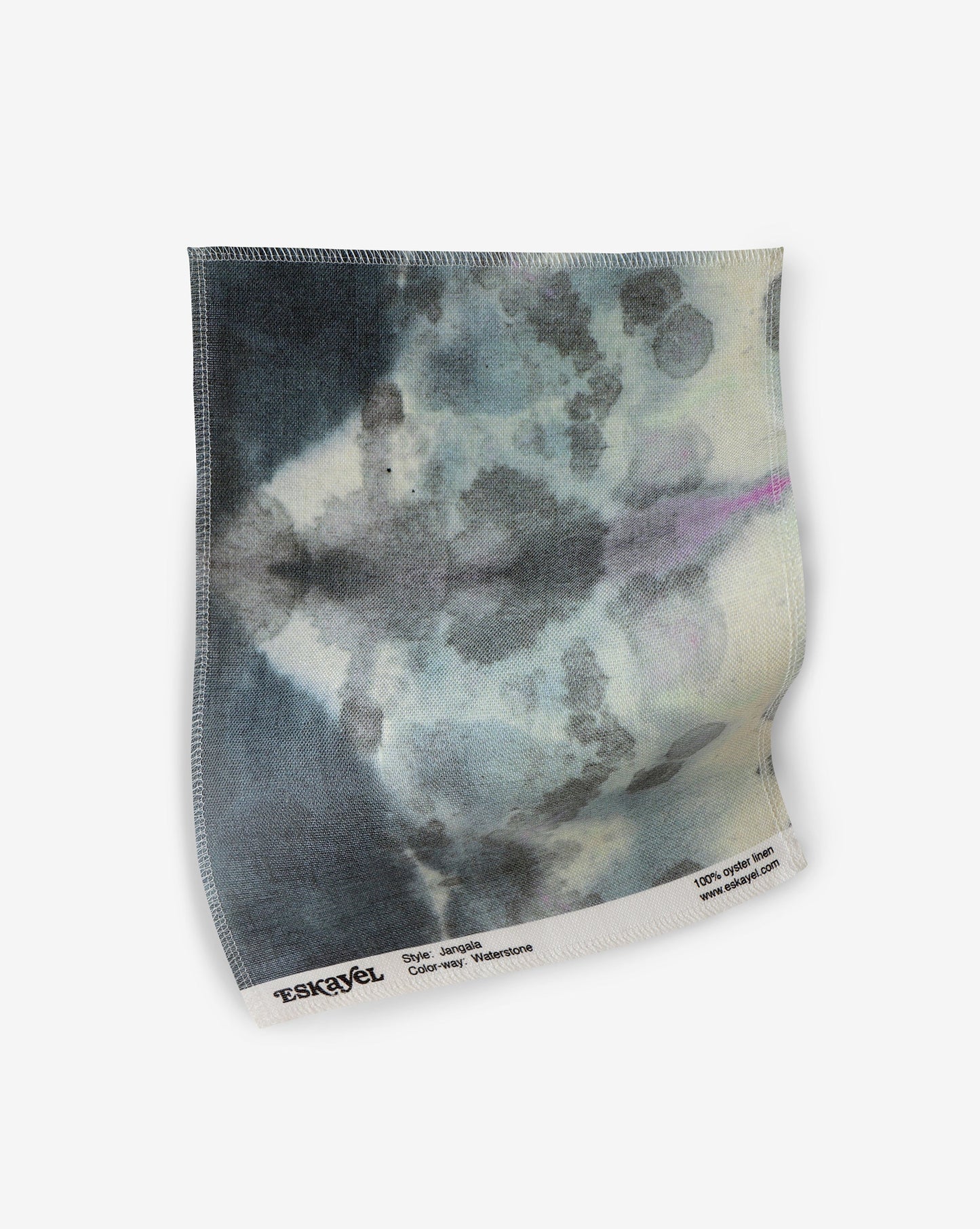 A Jangala Fabric Waterstone fabric pattern with a tie dye print on a white background