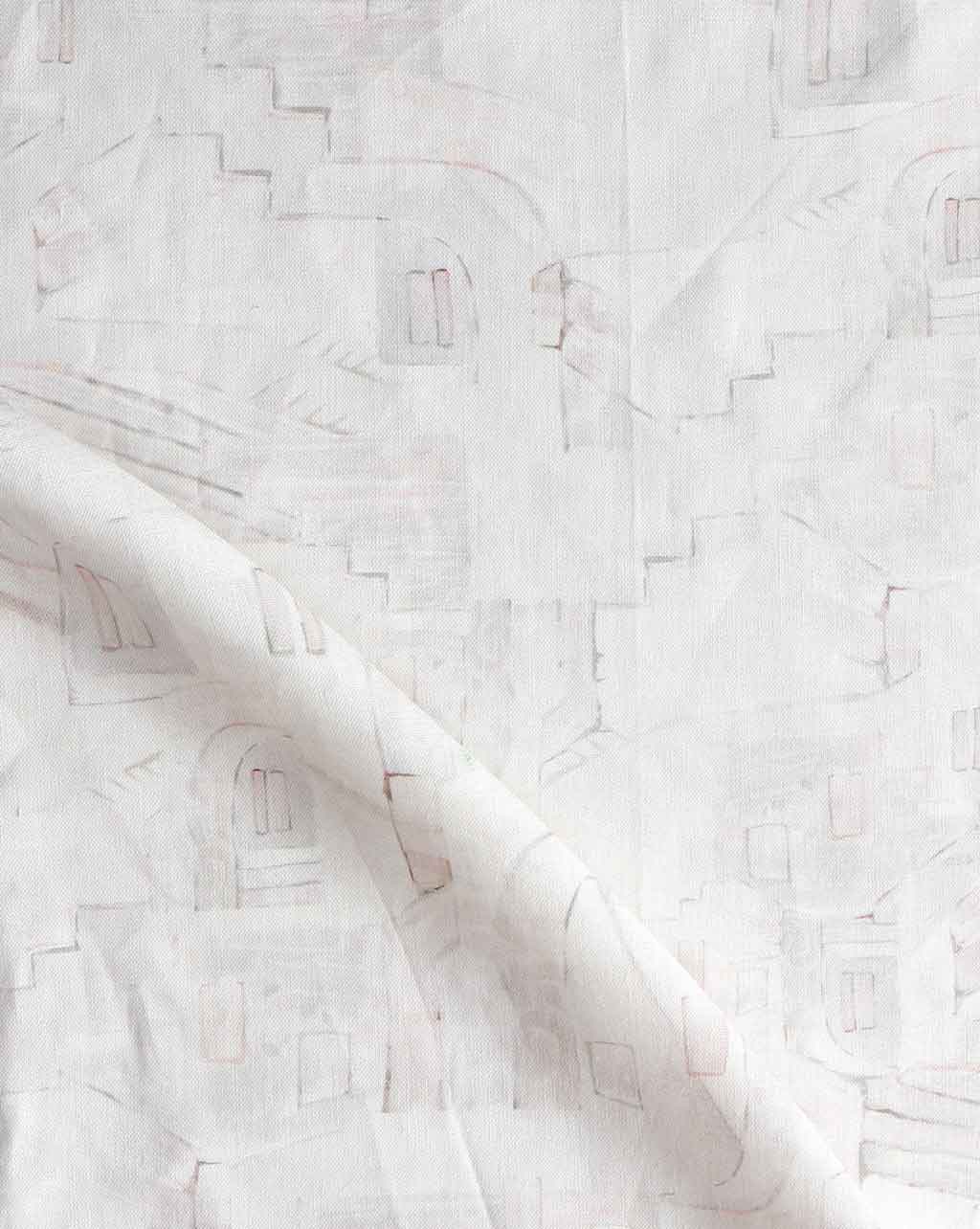 A white fabric with a pink La Scala Fabric Shell design on it
