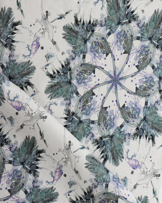 A Laurel Forest Fabric with a blue and purple tropical atmosphere