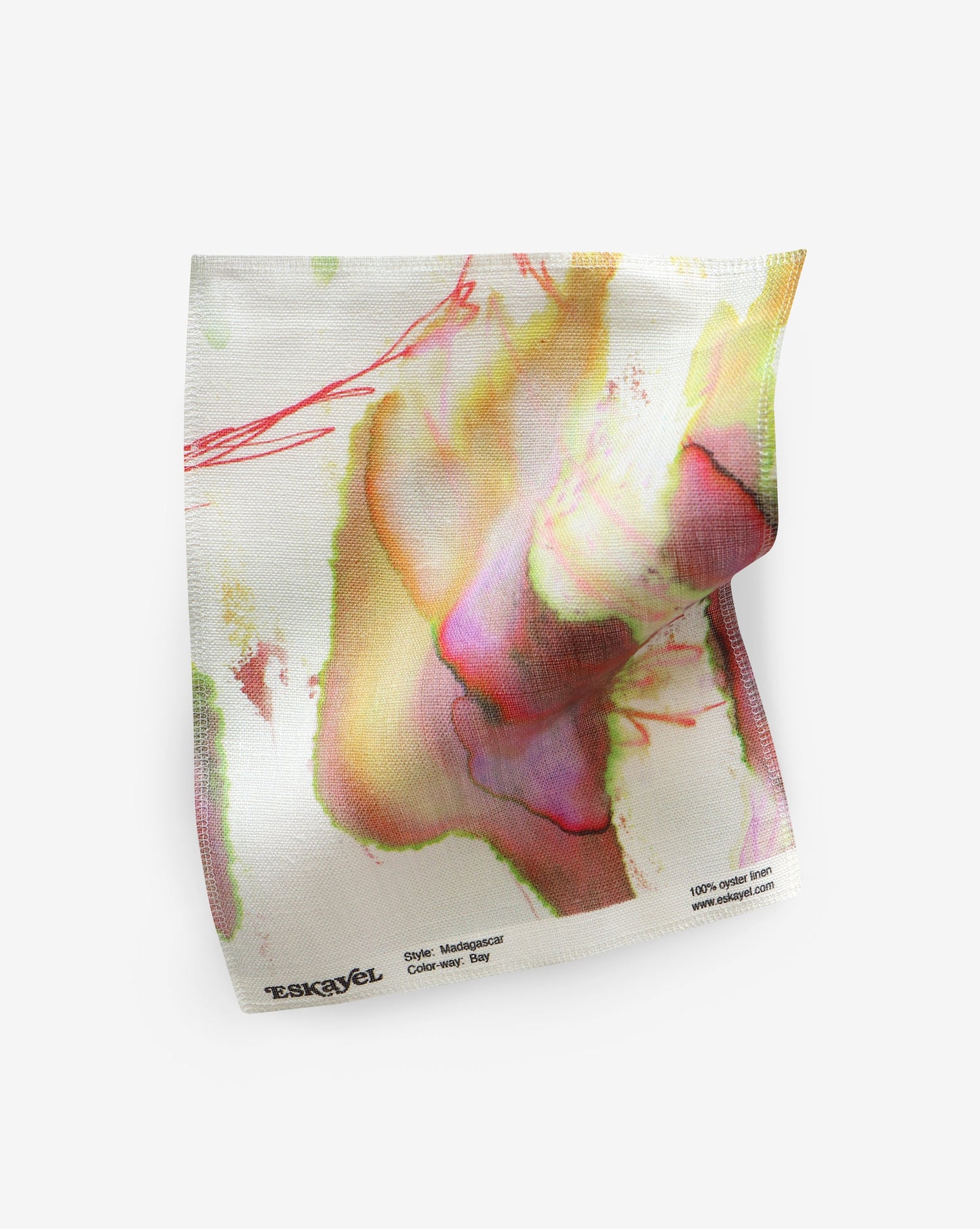 An abstract painting with Madagascar Fabric Bay's signature aesthetic on a white background